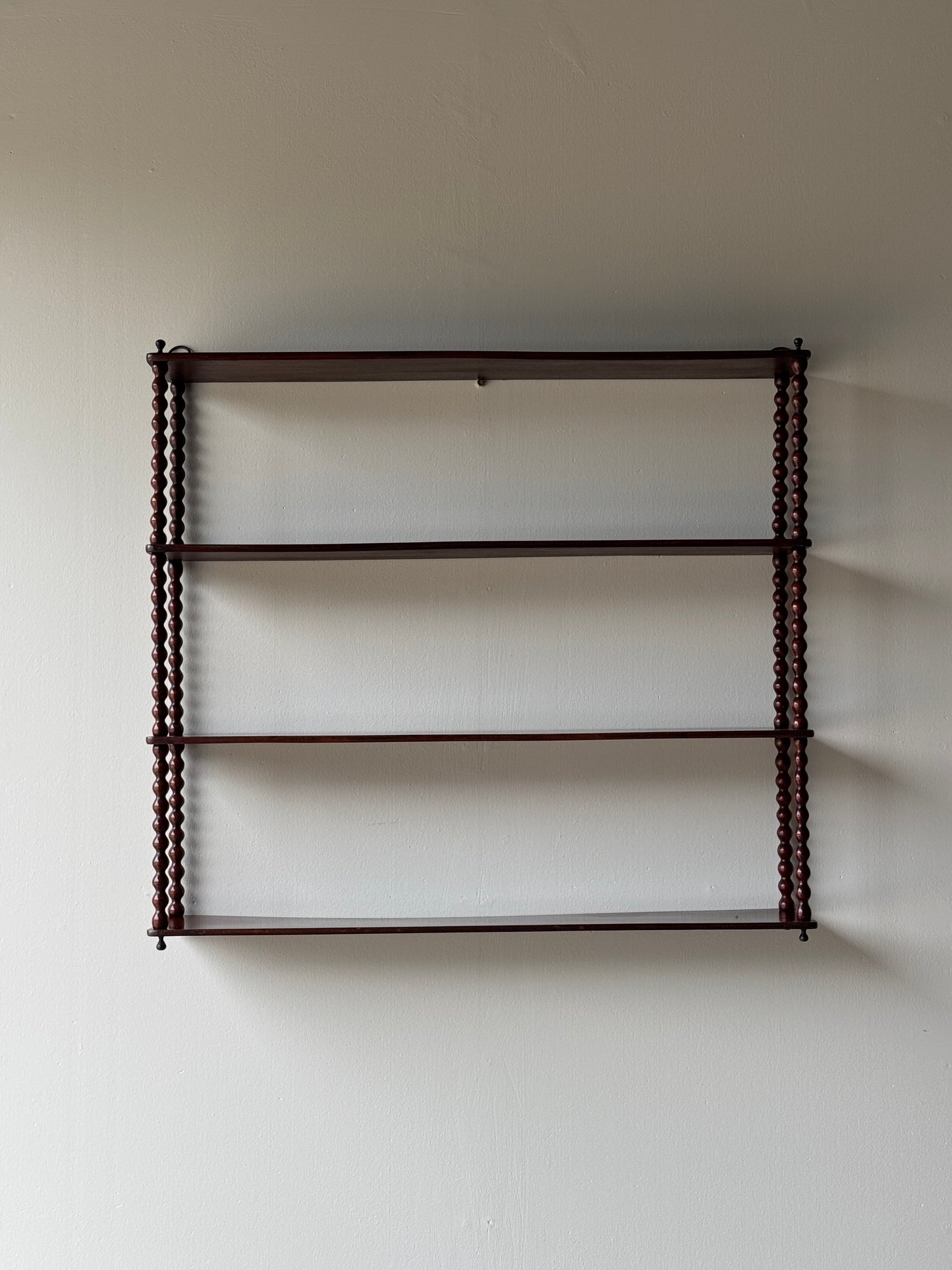French antique mahogany bobbin shelf