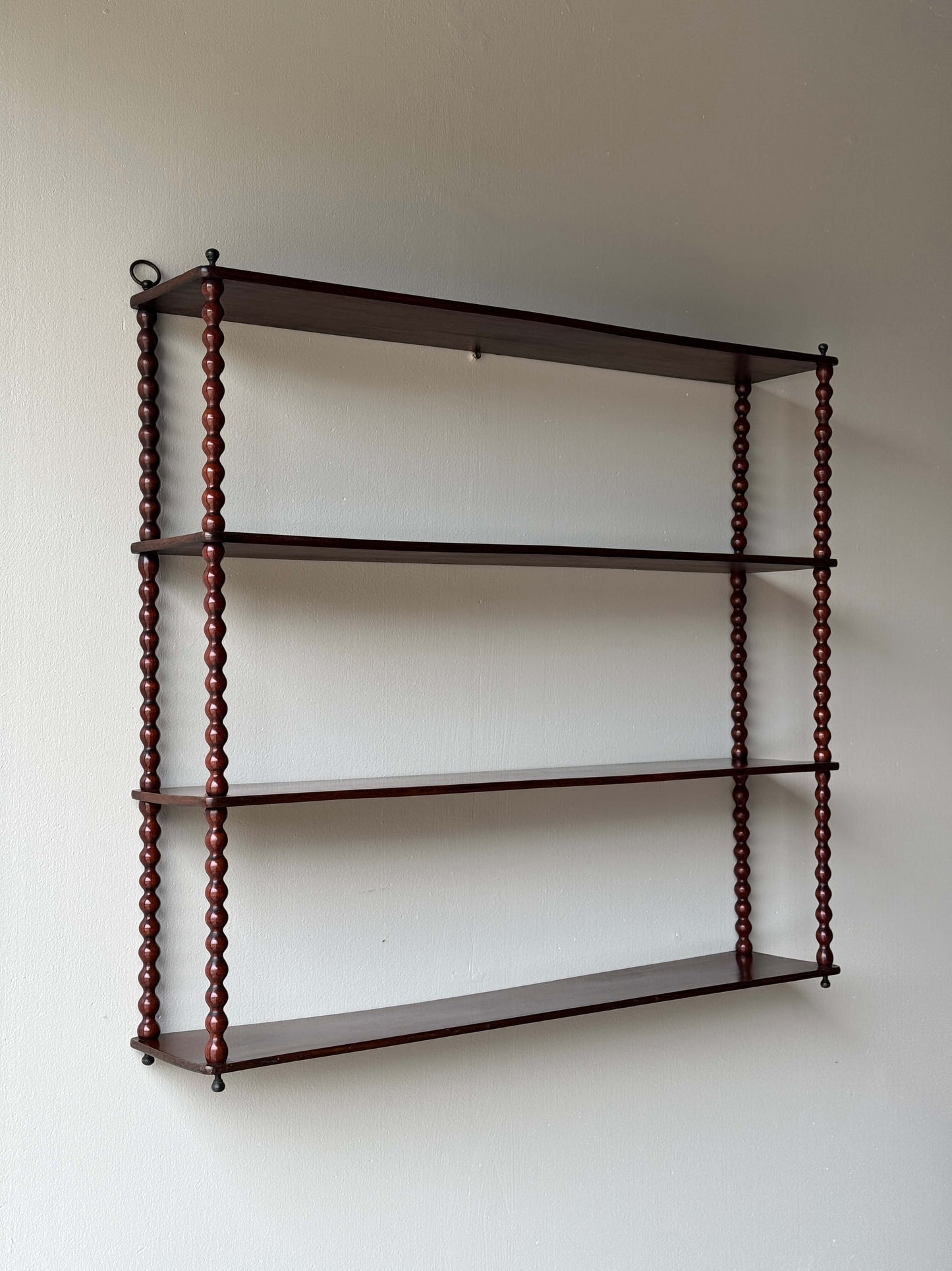 French antique mahogany bobbin shelf
