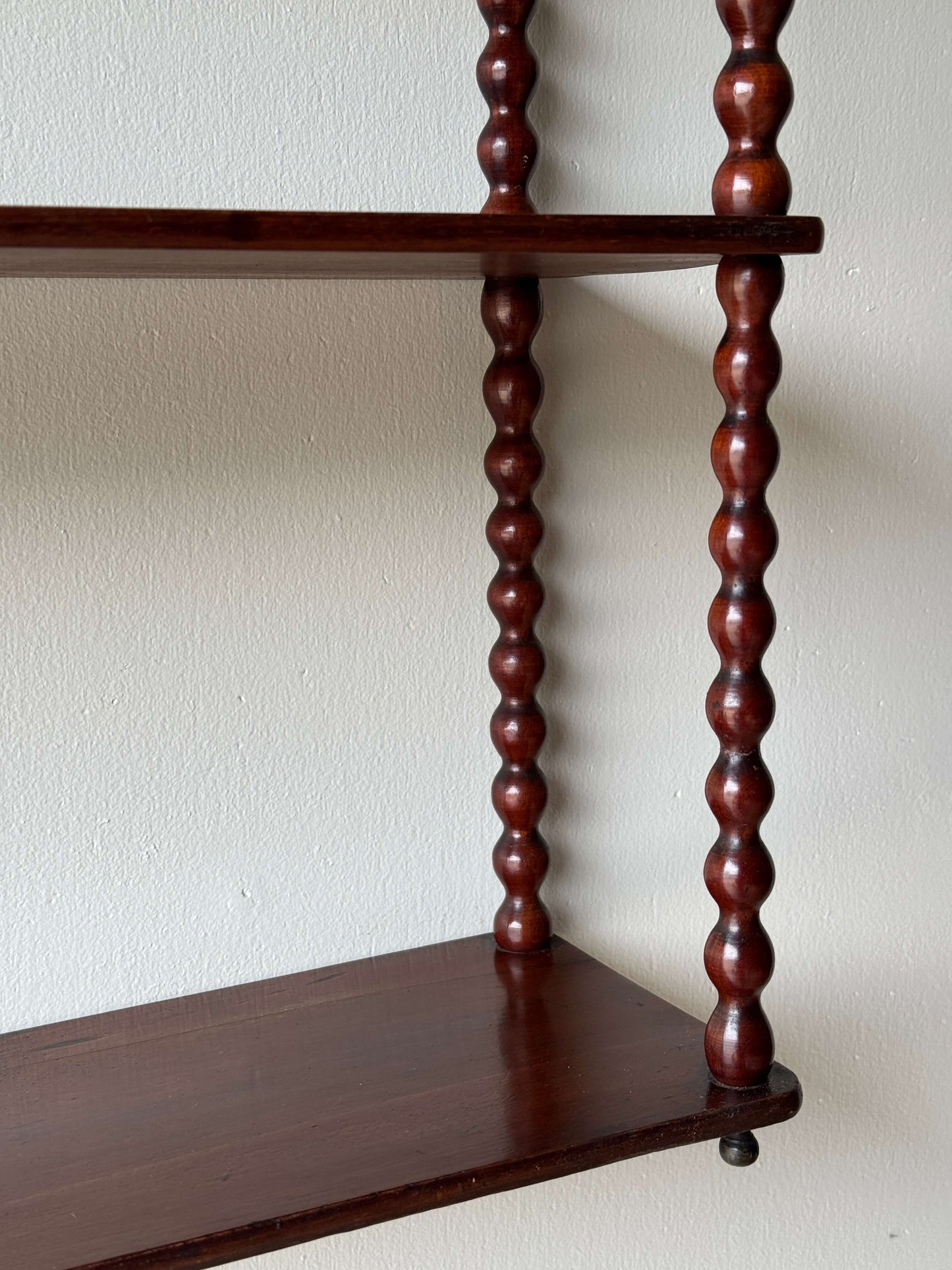 French antique mahogany bobbin shelf