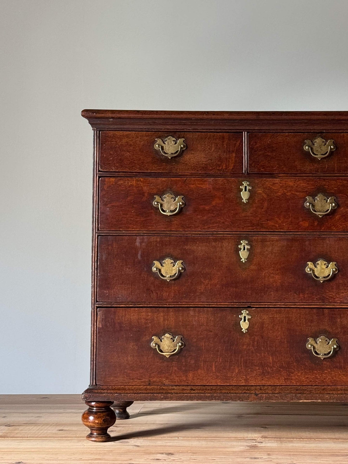 Georgian chest of drawers on bun feet