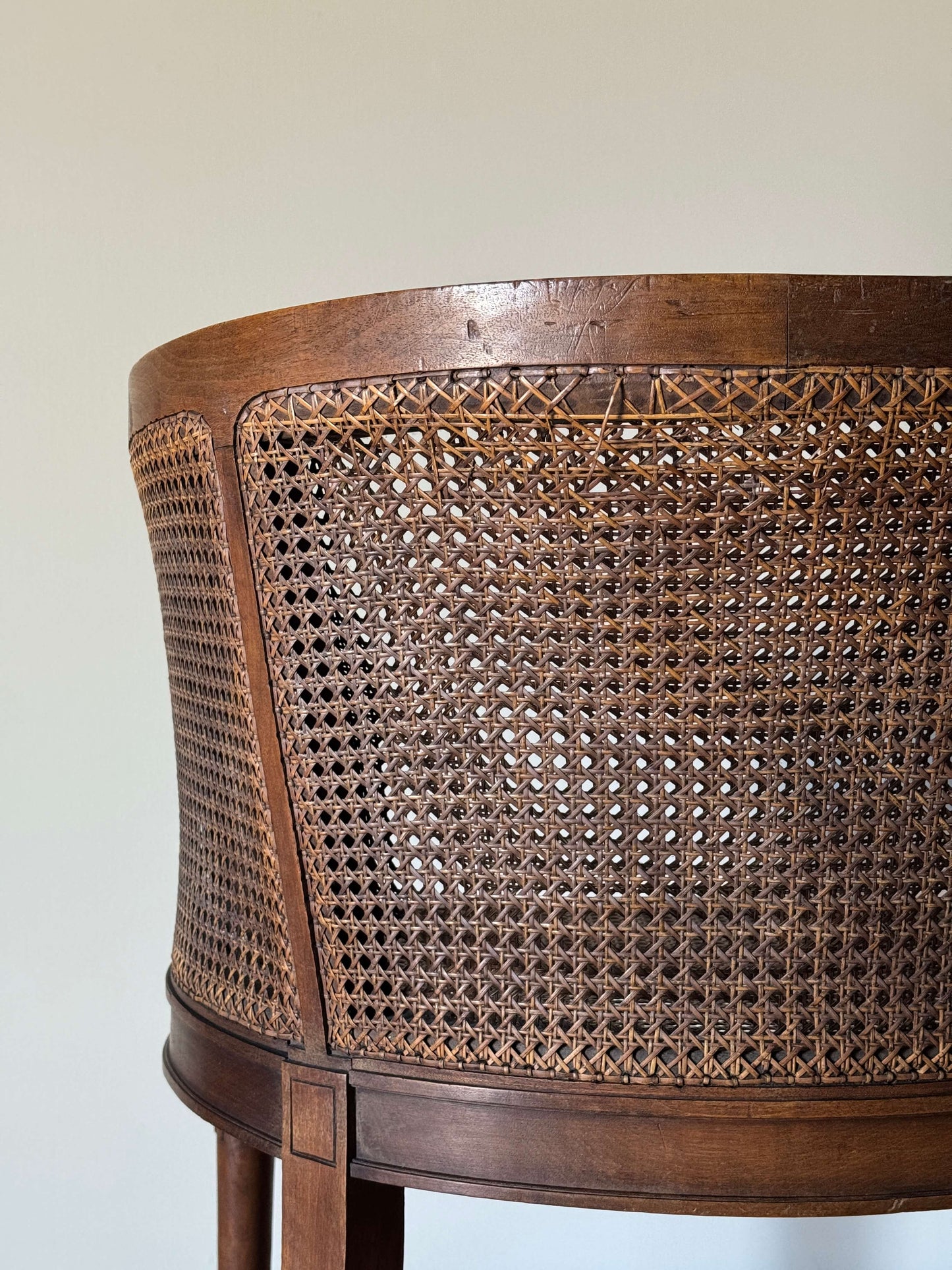 Vintage French bergère cane armchair
