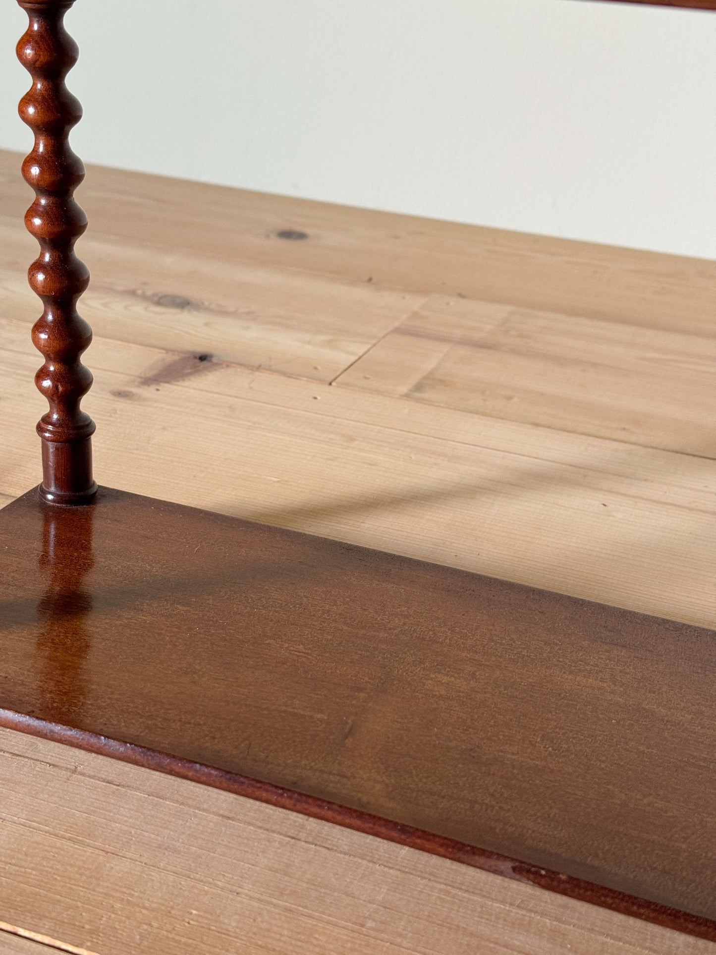 French antique mahogany bobbin shelf
