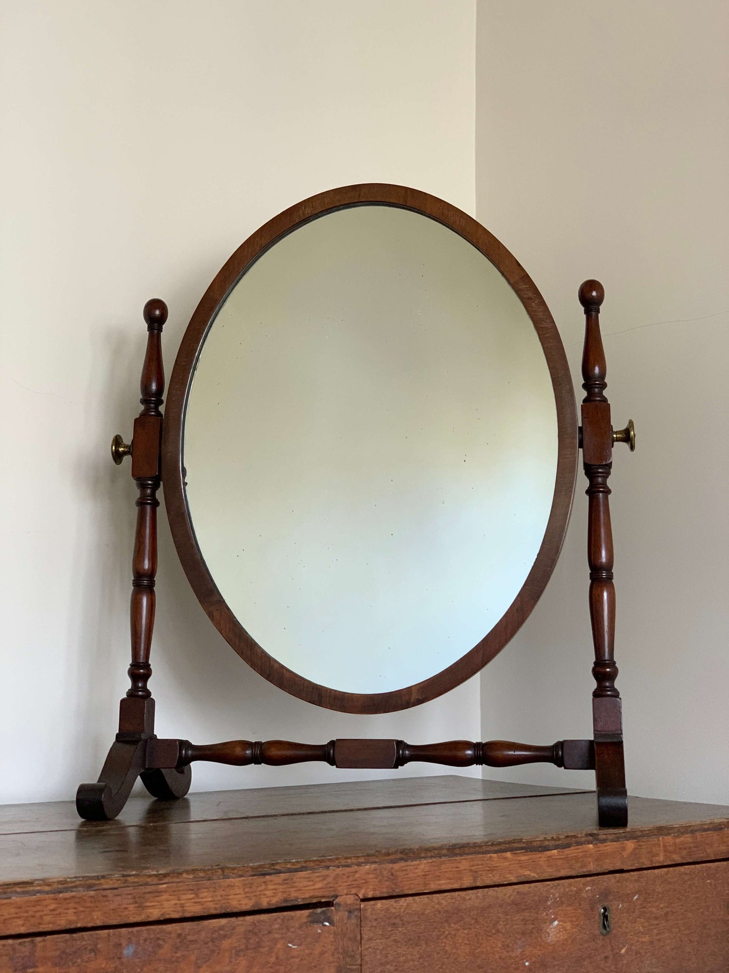 Antique oval dressing table mirror