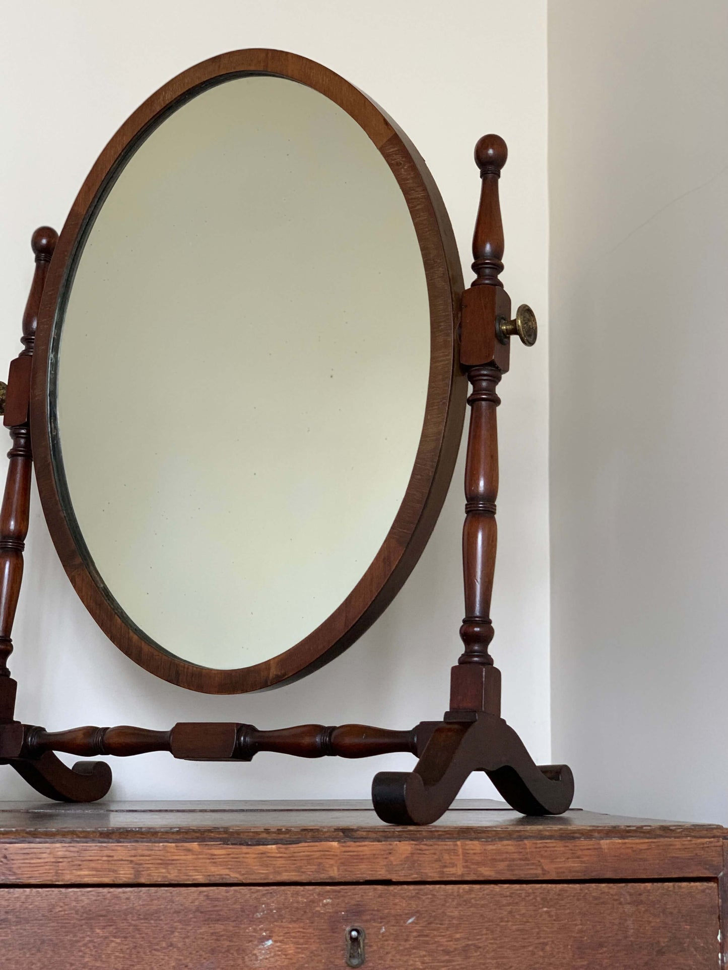 Antique oval dressing table mirror