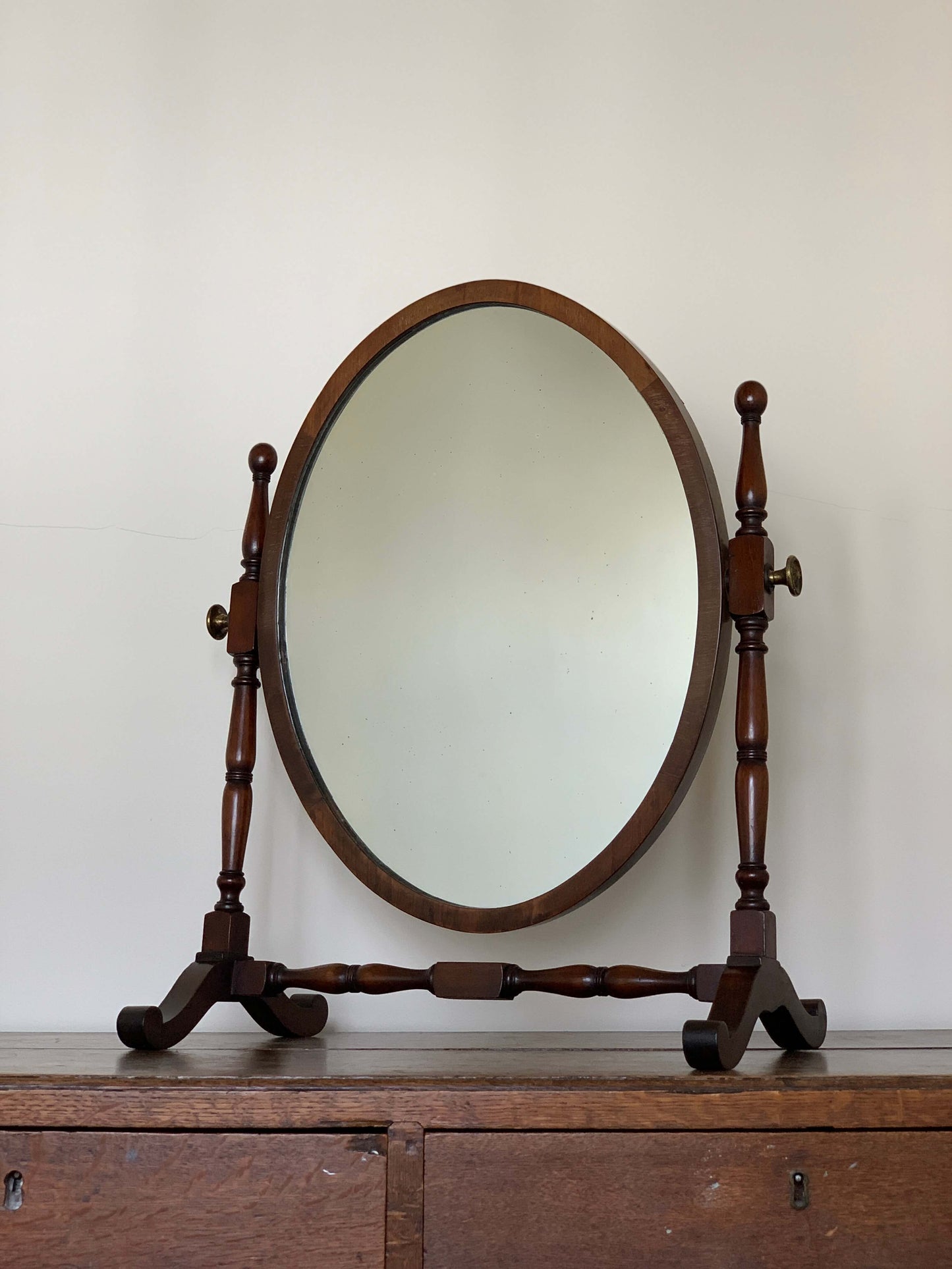 Antique oval dressing table mirror