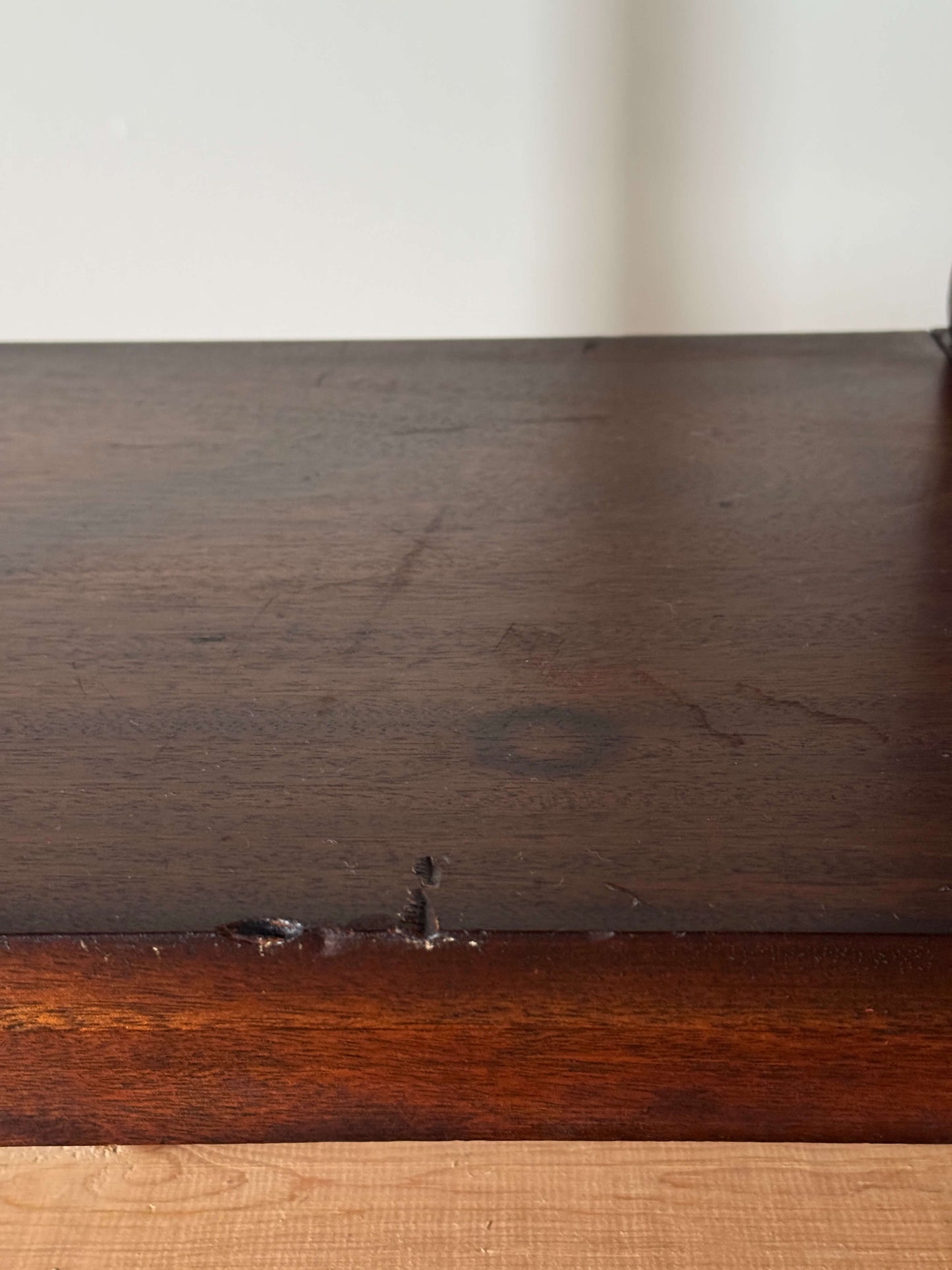 French vintage square bobbin table