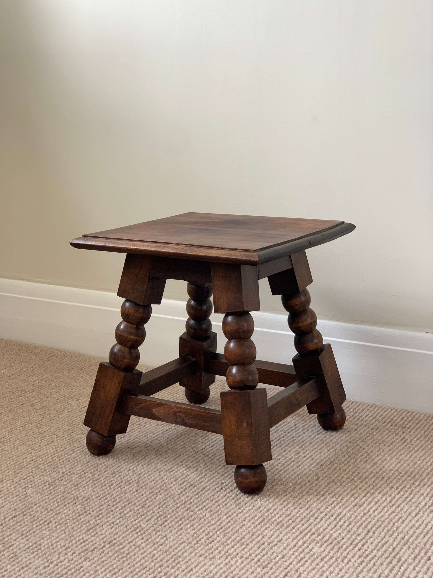 French antique short bobbin stool