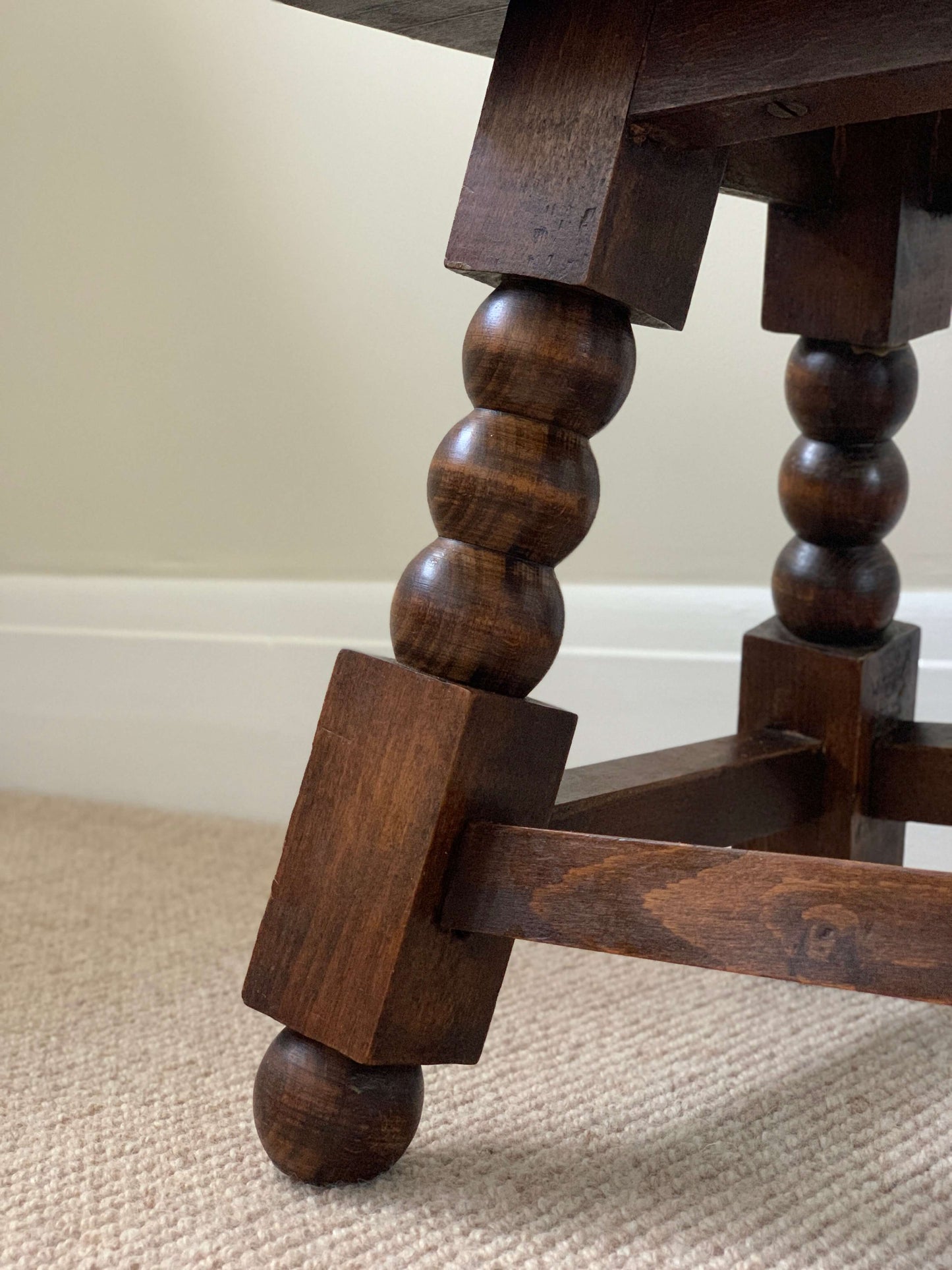 French antique short bobbin stool