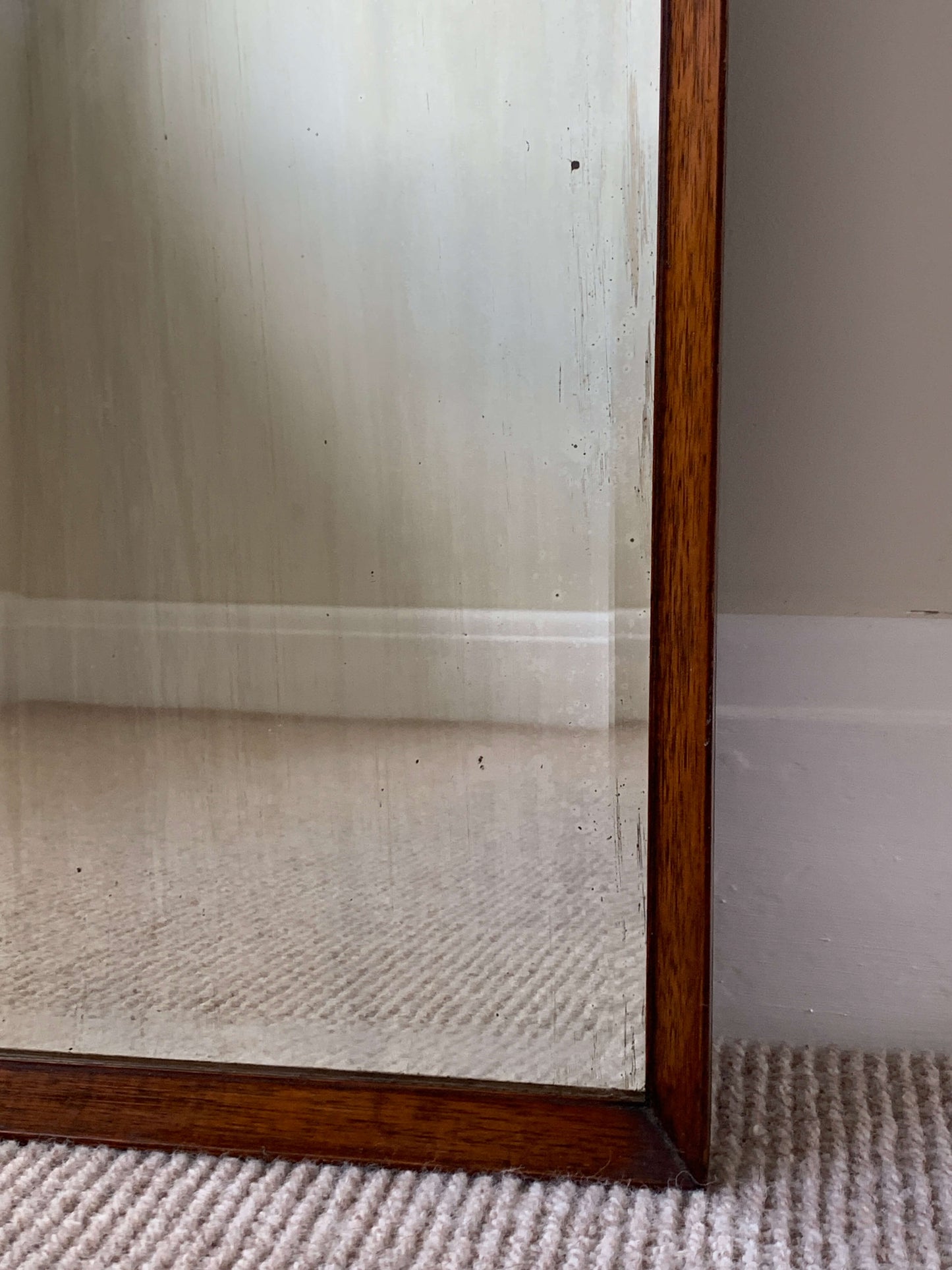 Antique floor length bevelled mirror