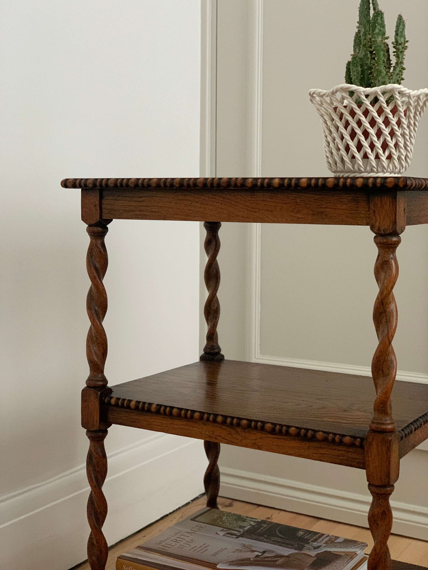 Antique three-tiered barley twist table
