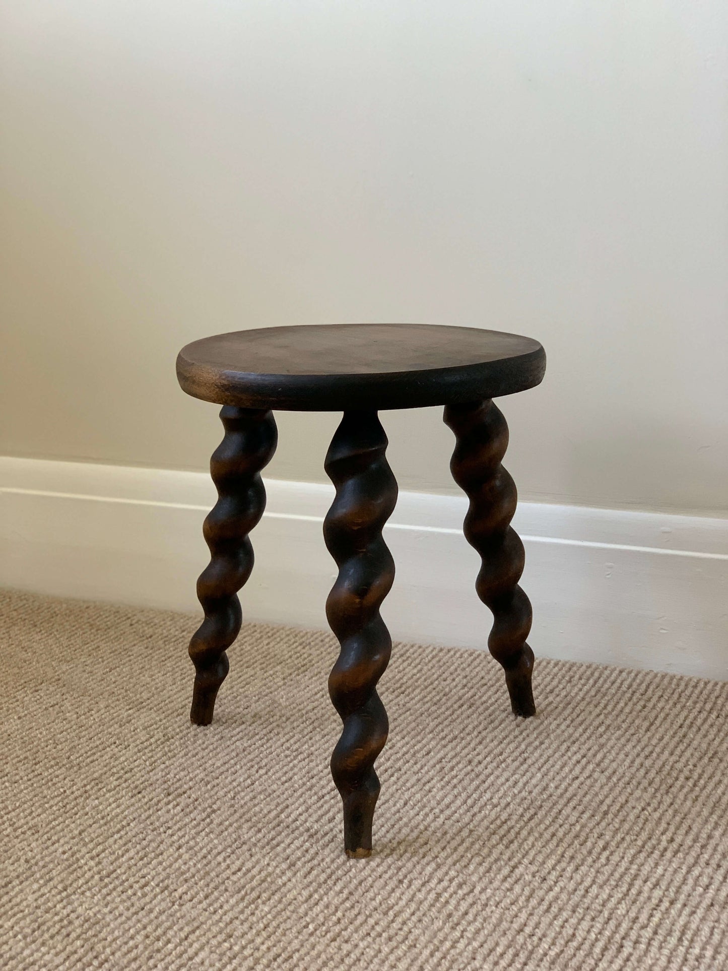 French vintage circular twisted stool