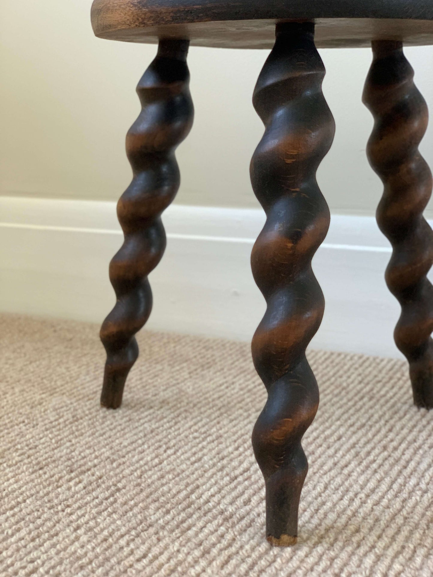 French vintage circular twisted stool