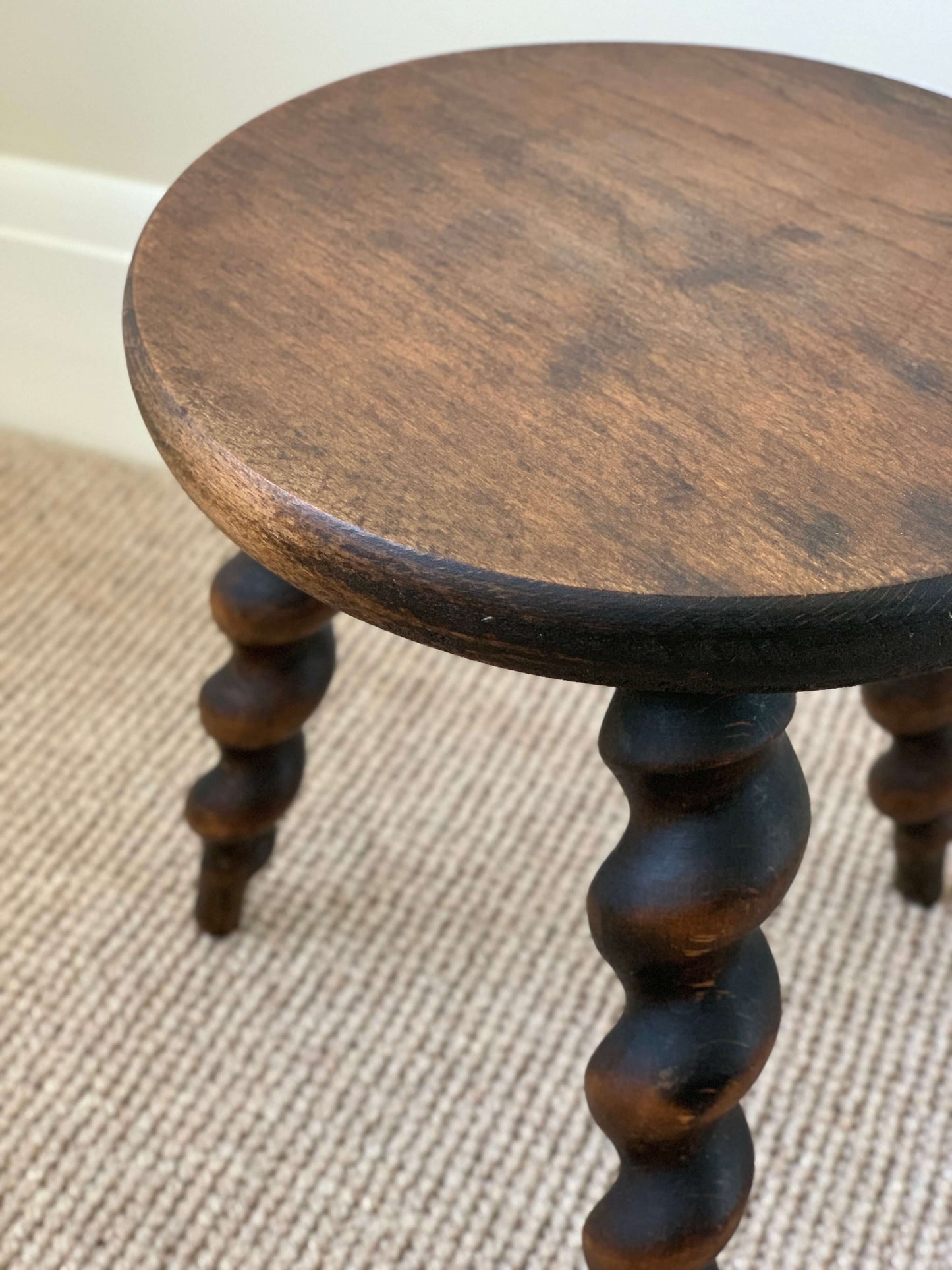 French vintage circular twisted stool