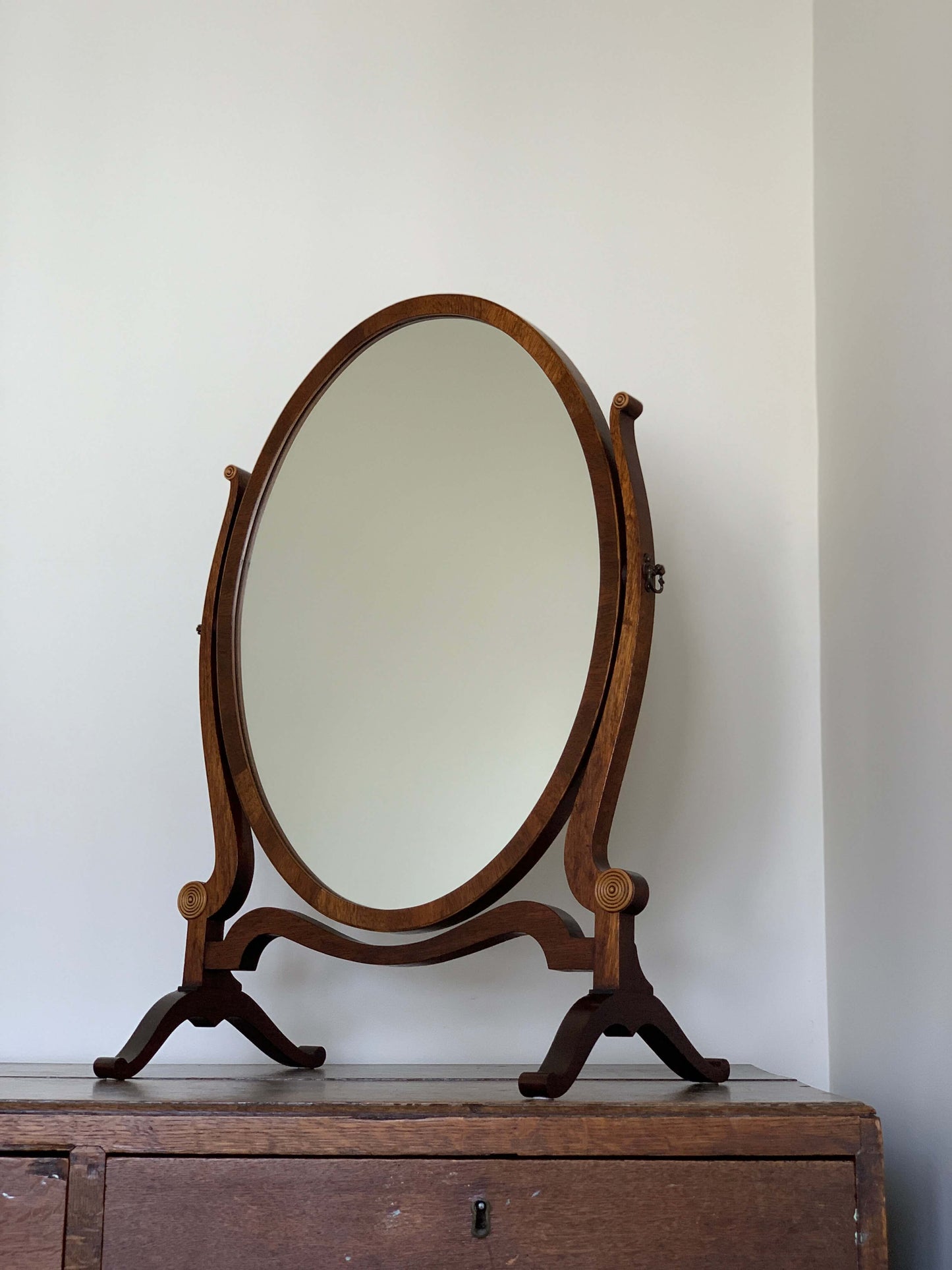 Antique oval dressing table mirror