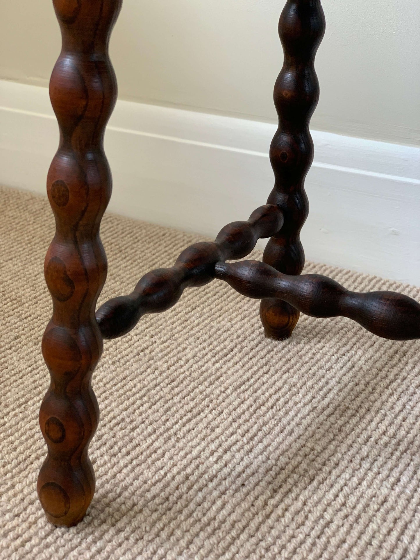 French antique round bobbin table