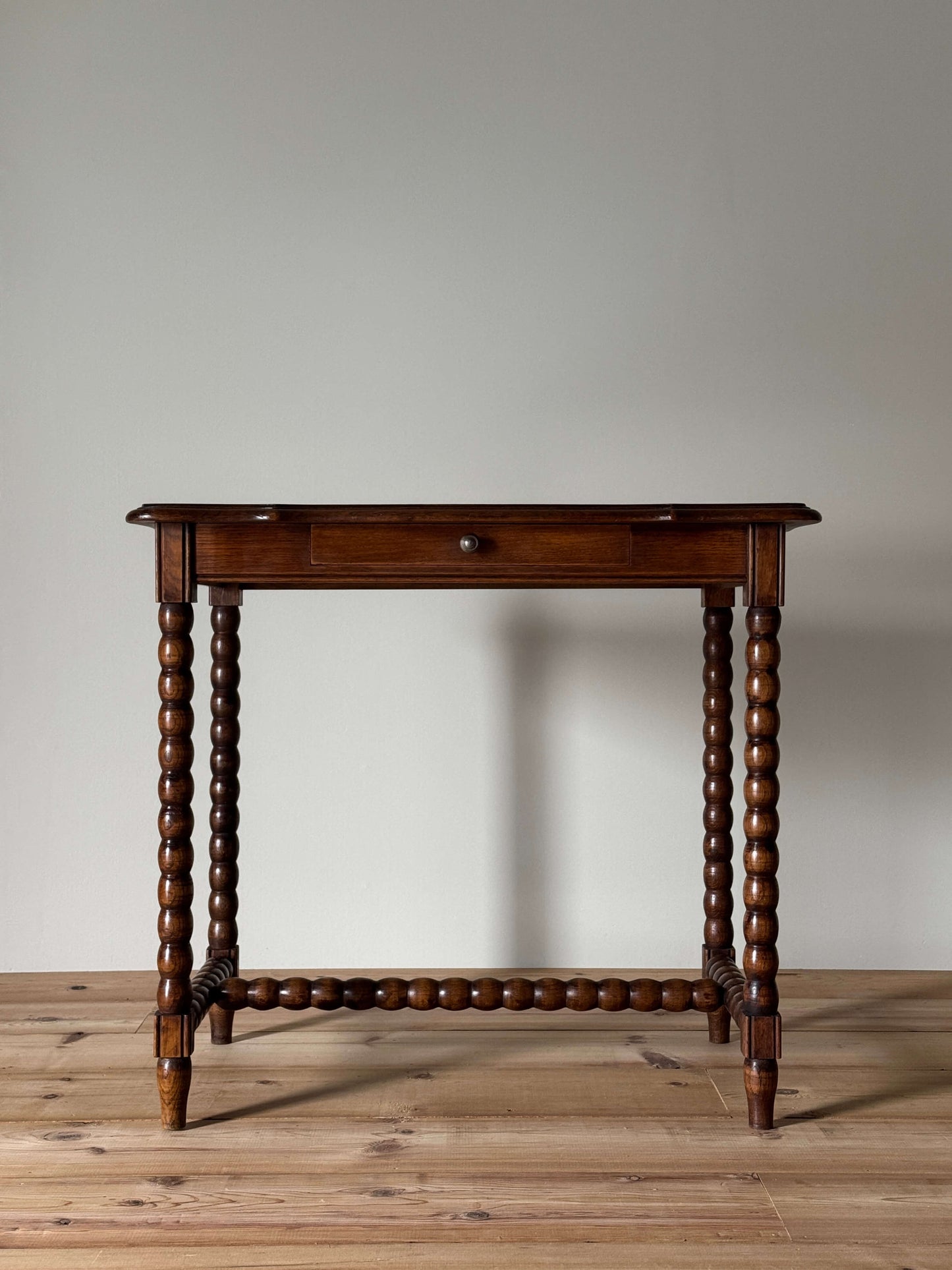 French vintage bobbin console table with drawer