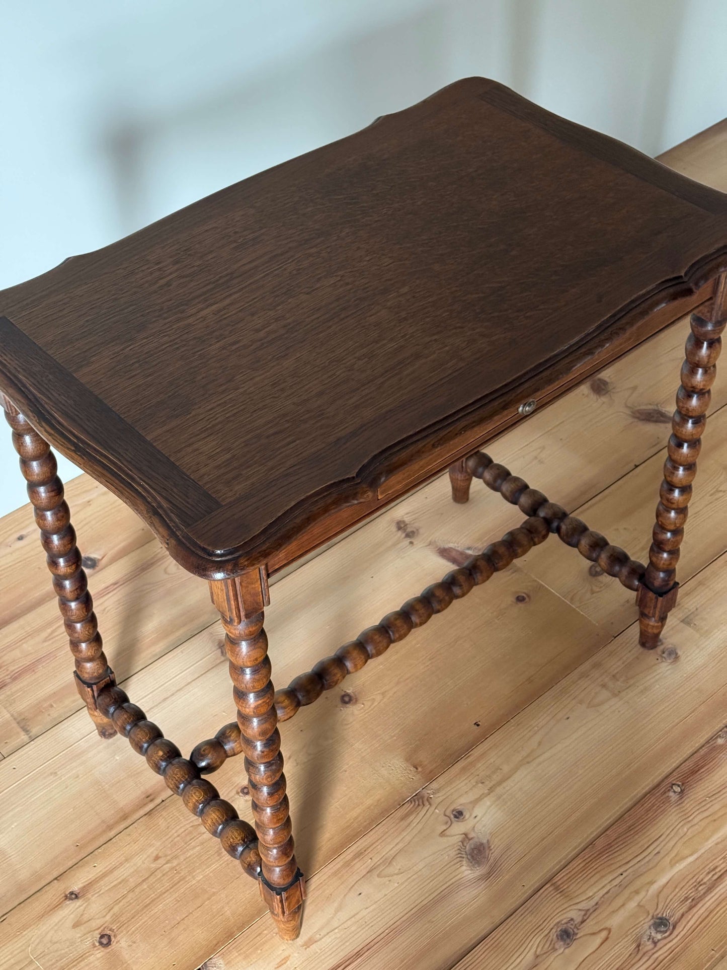 French vintage bobbin console table with drawer