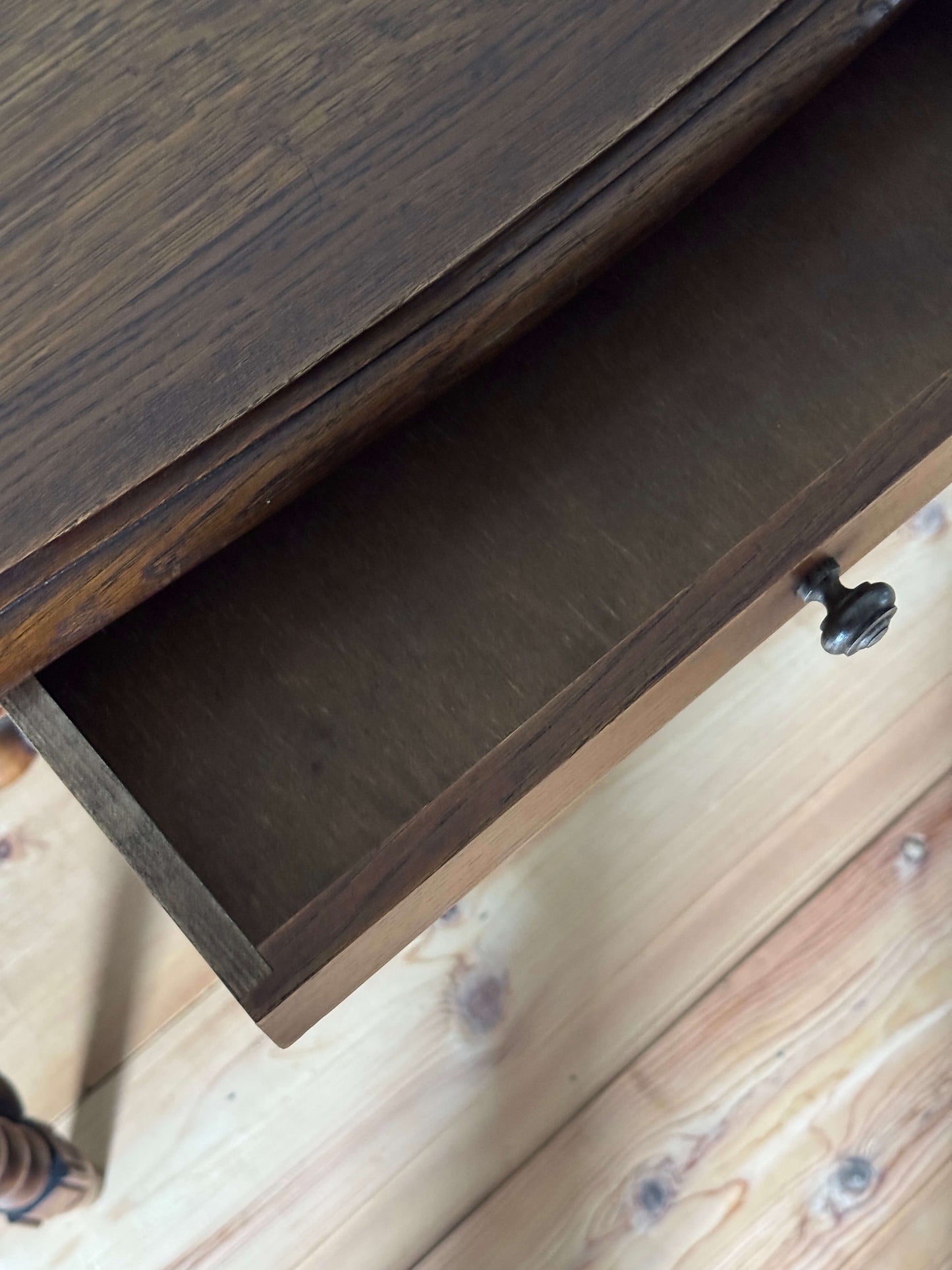 French vintage bobbin console table with drawer