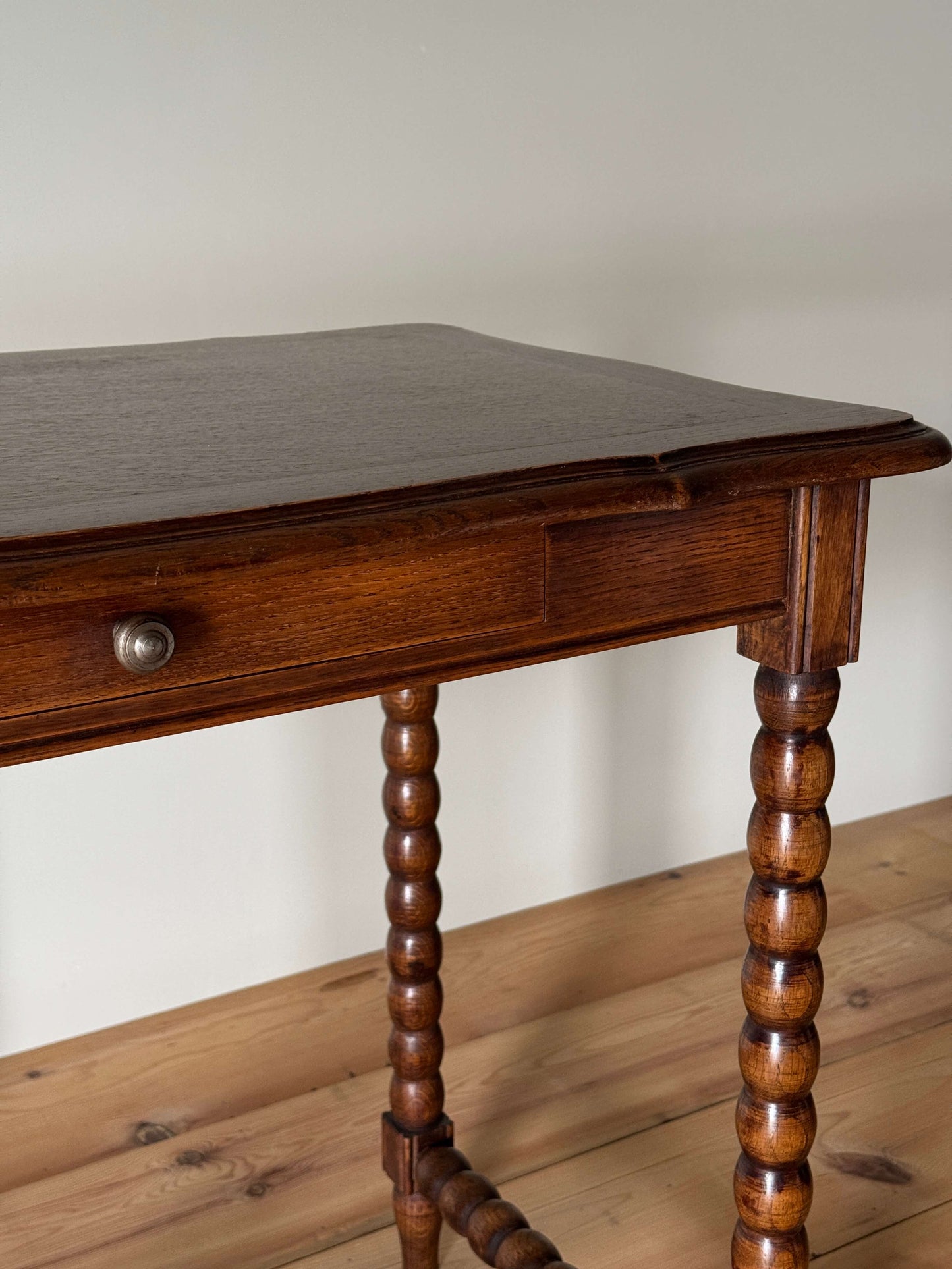 French vintage bobbin console table with drawer
