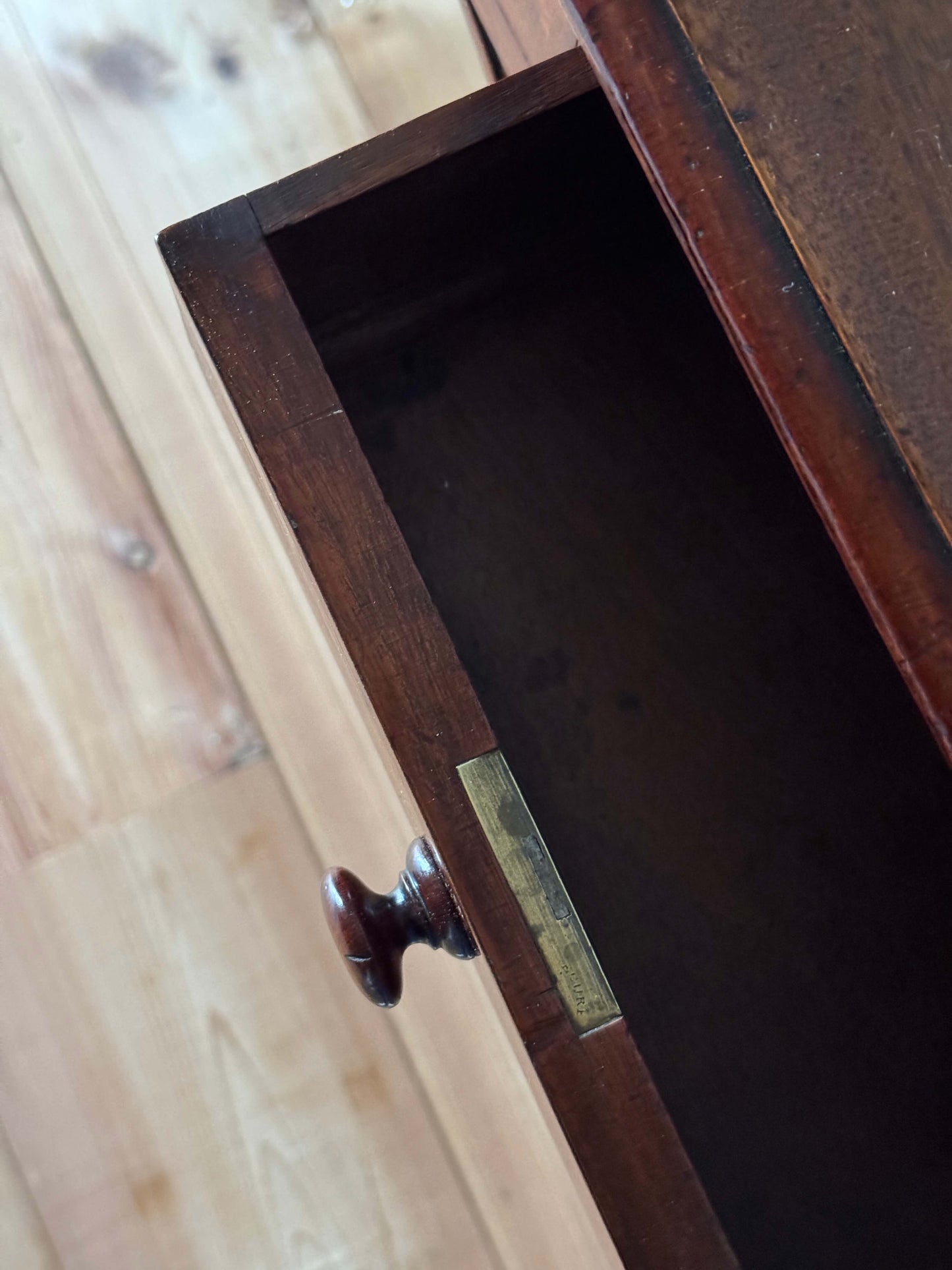 Early Victorian mahogany desk on castors