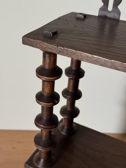 French vintage bobbin spindle wall-hung shelf