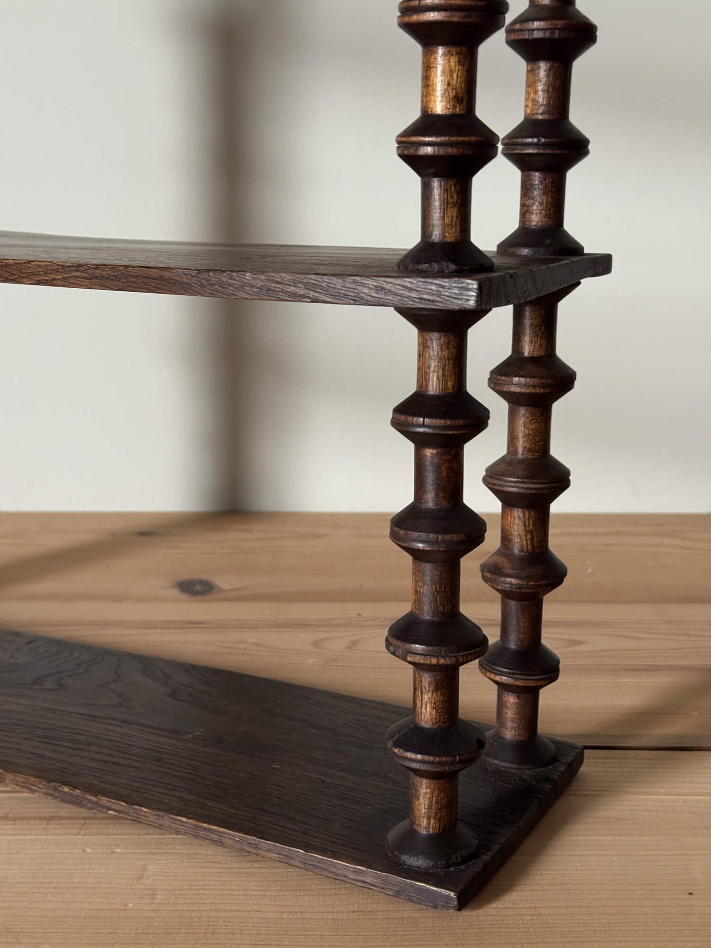 French vintage bobbin spindle wall-hung shelf