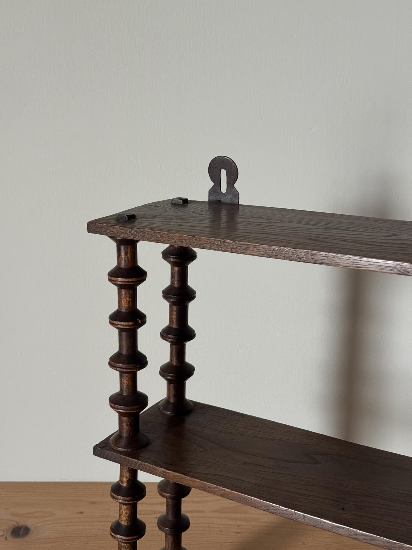 French vintage bobbin spindle wall-hung shelf