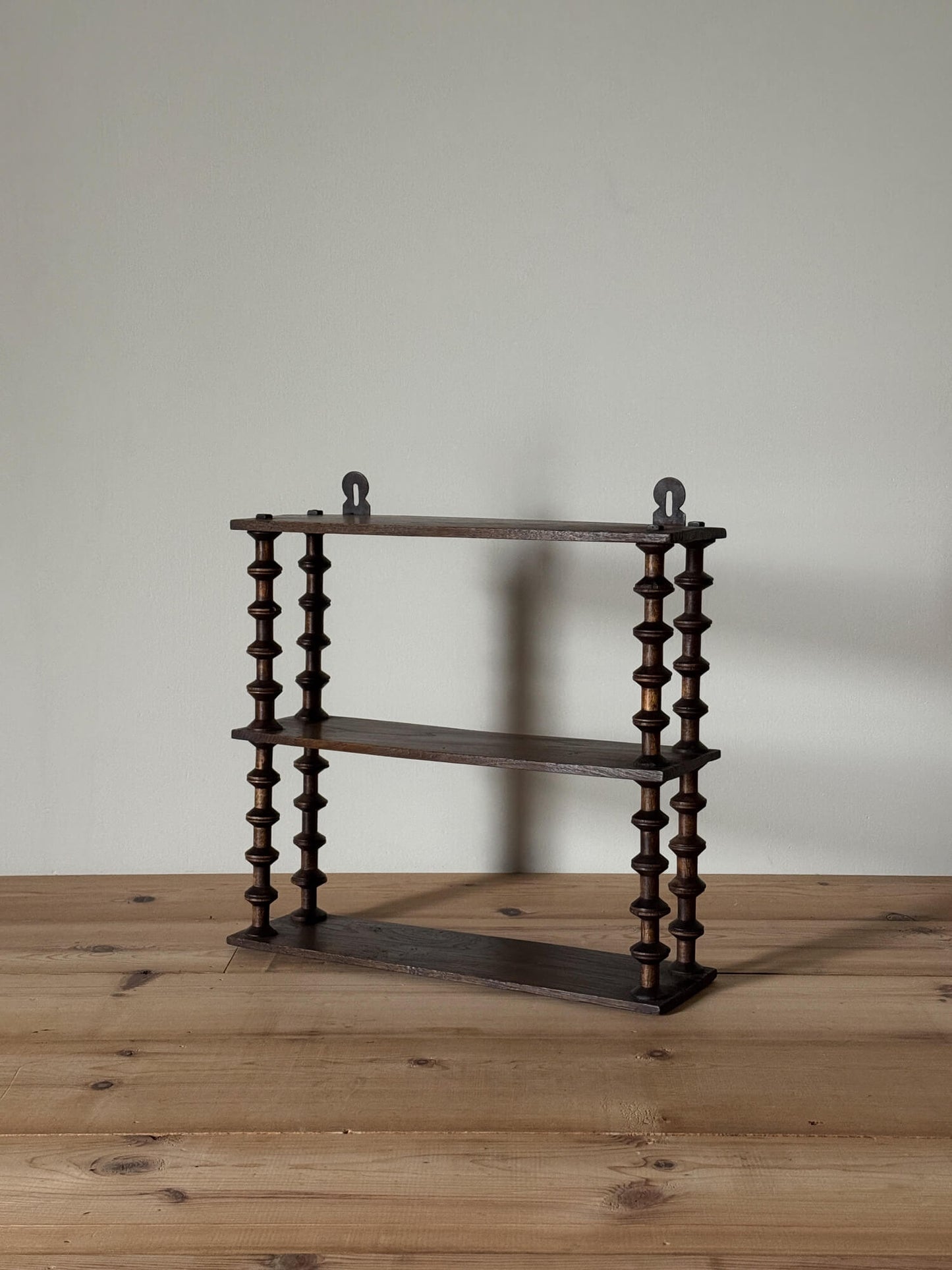 French vintage bobbin spindle wall-hung shelf