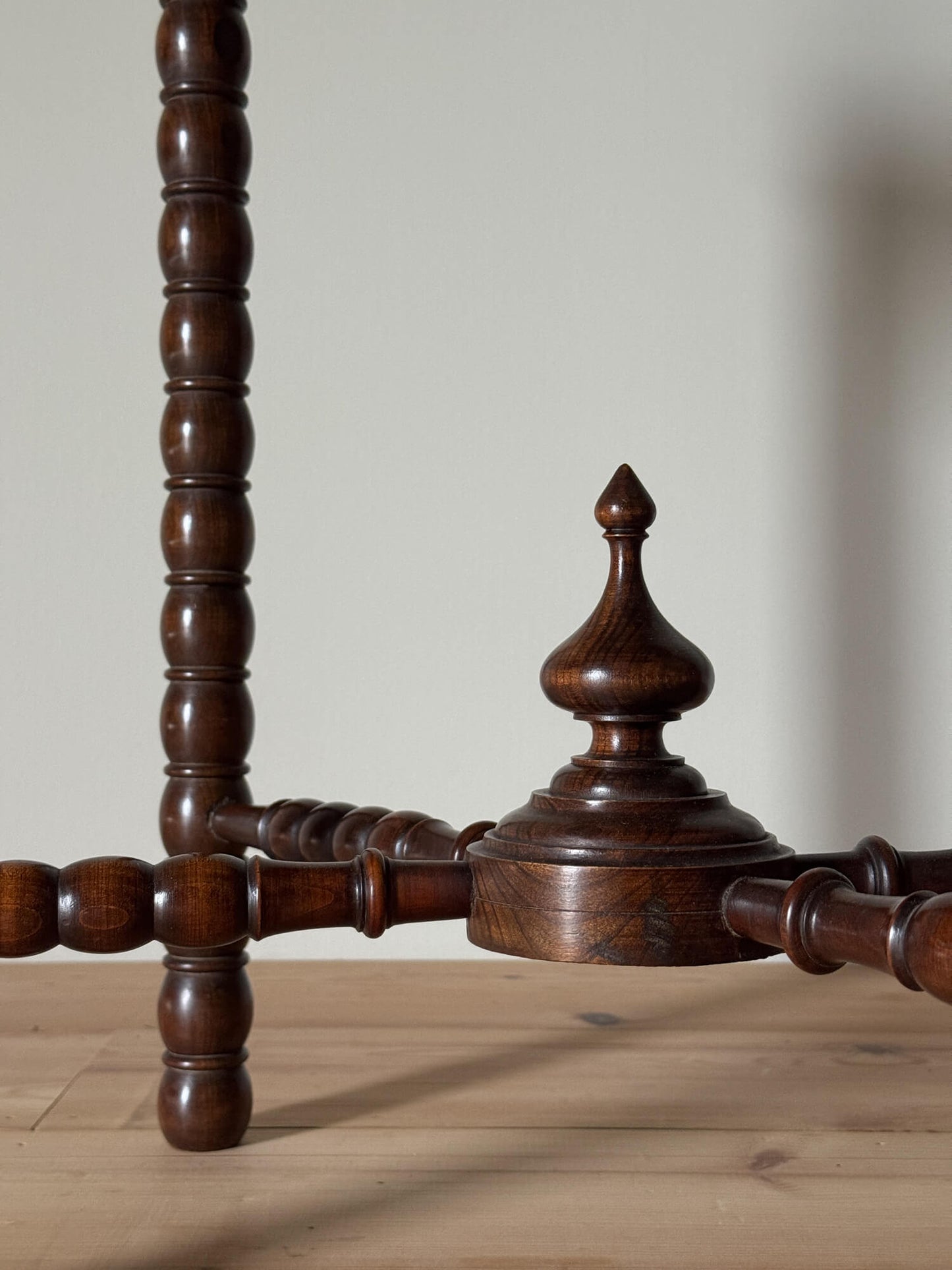 French cherry wood table with bobbin legs