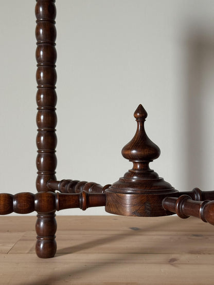 French cherry wood table with bobbin legs