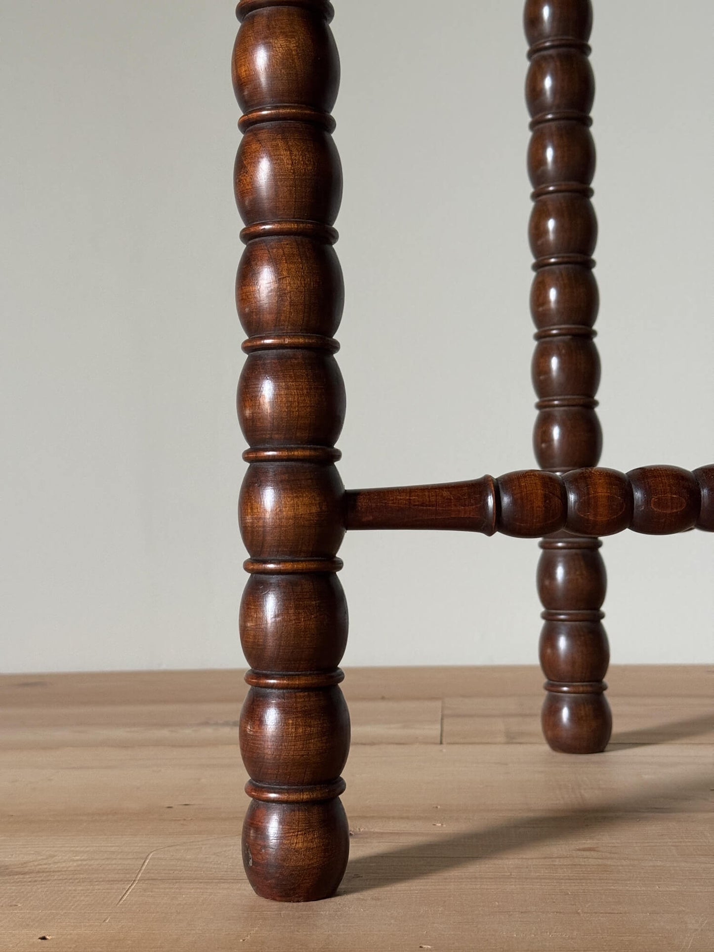 French cherry wood table with bobbin legs