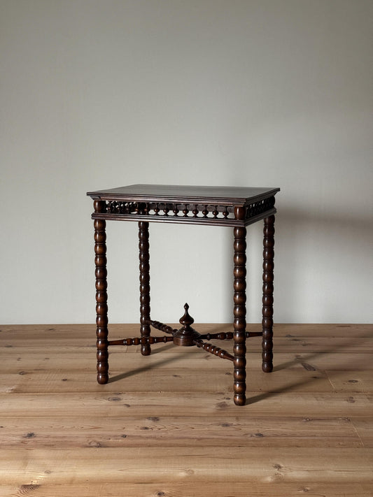 French cherry wood table with bobbin legs