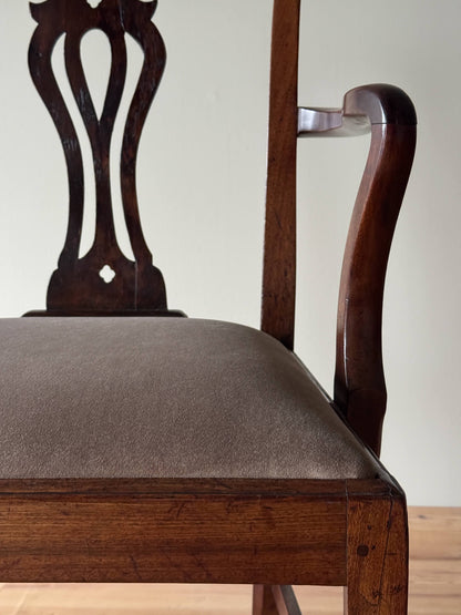 Georgian mahogany armchair with upholstered seat