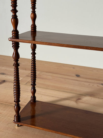French mahogany bobbin wall shelf