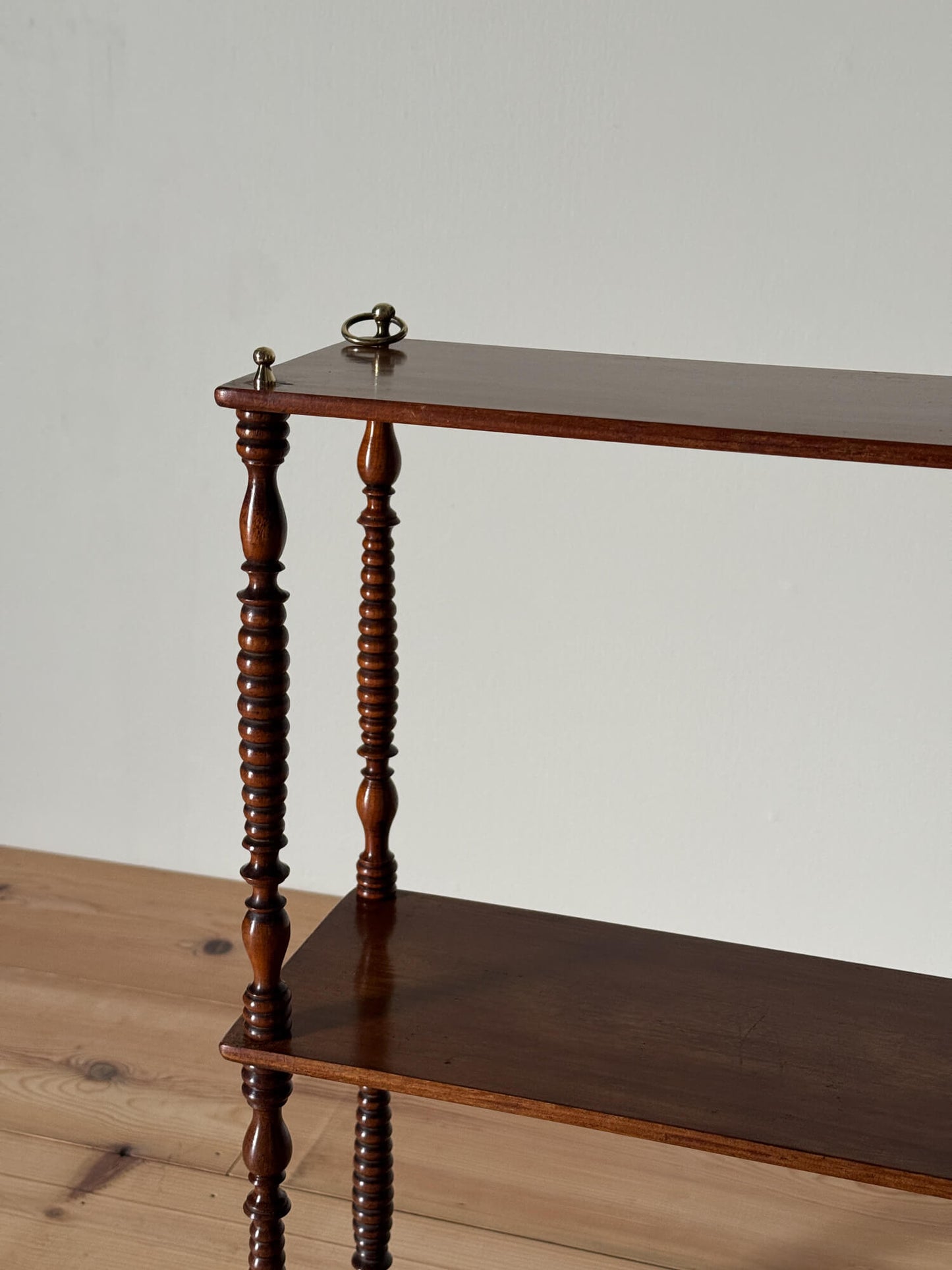 French mahogany bobbin wall shelf