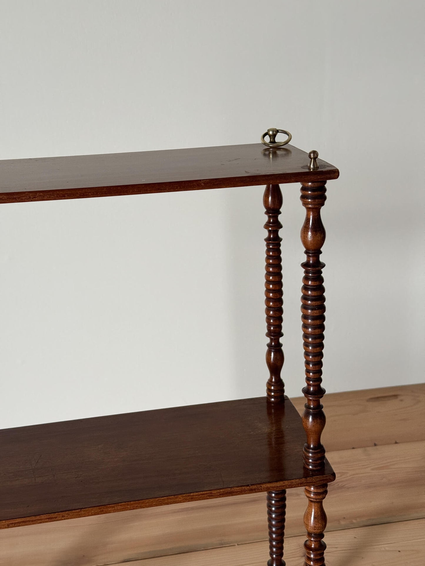 French mahogany bobbin wall shelf