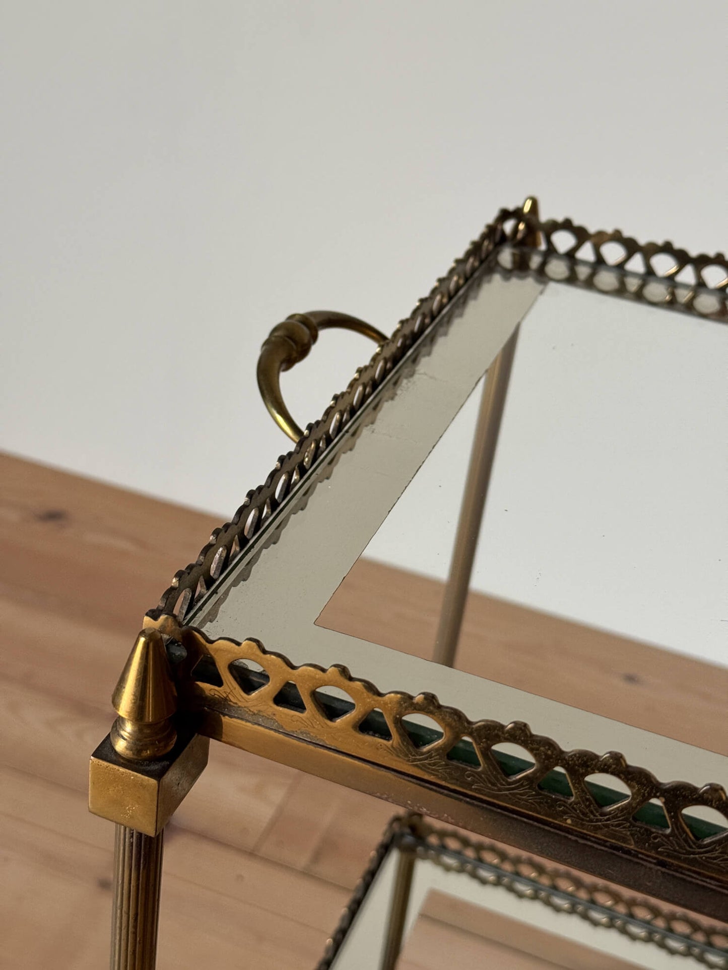 French mid-century brass and glass cocktail trolley