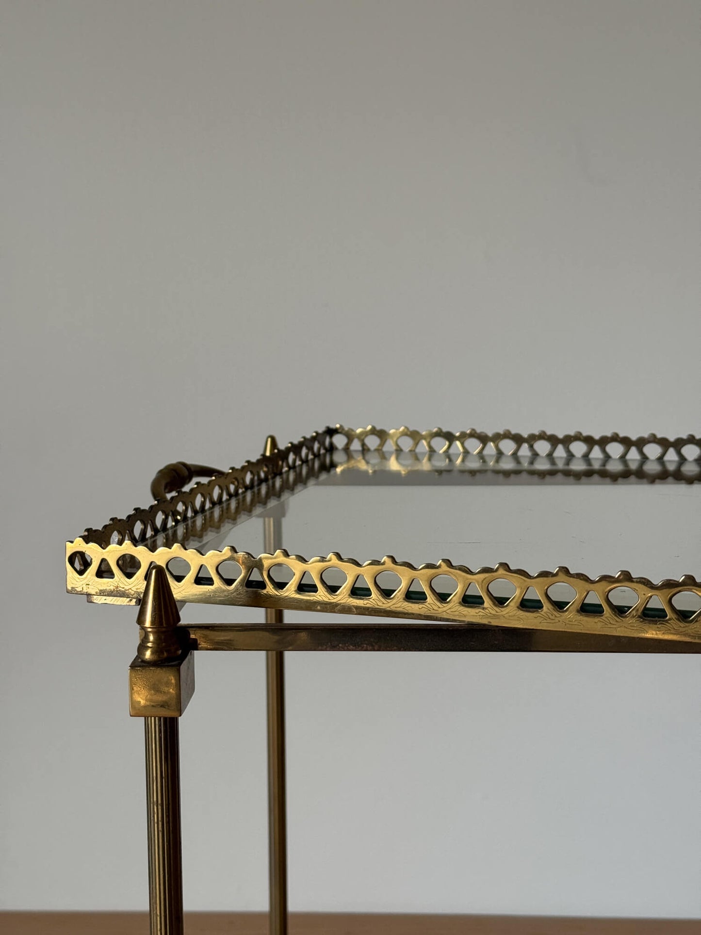 French mid-century brass and glass cocktail trolley