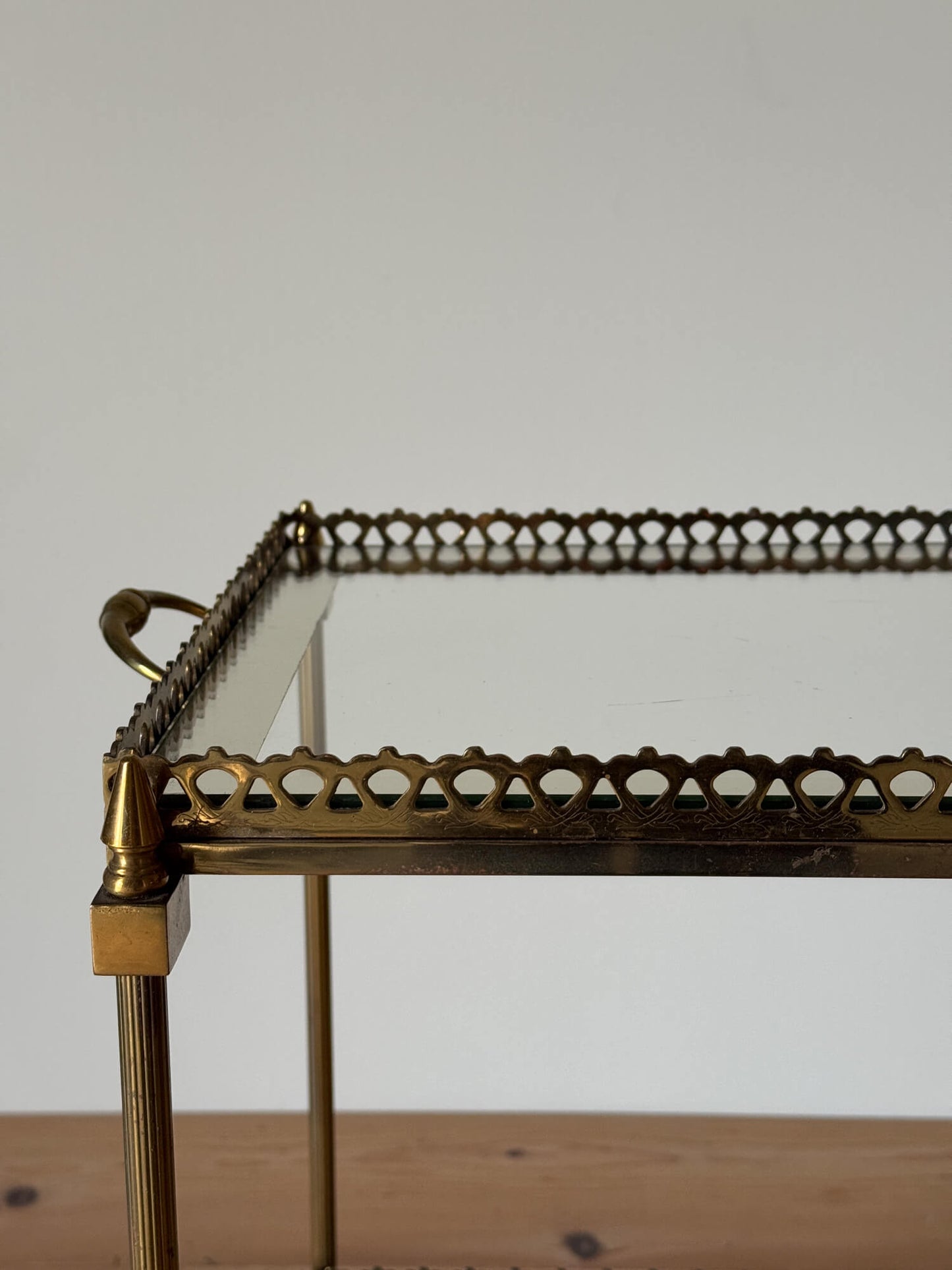 French mid-century brass and glass cocktail trolley