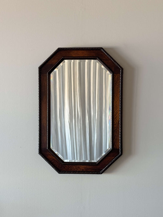 Victorian oak twisted mirror