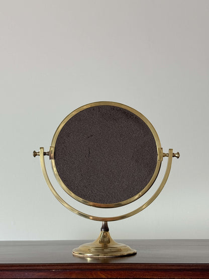Mid-century circular brass table mirror