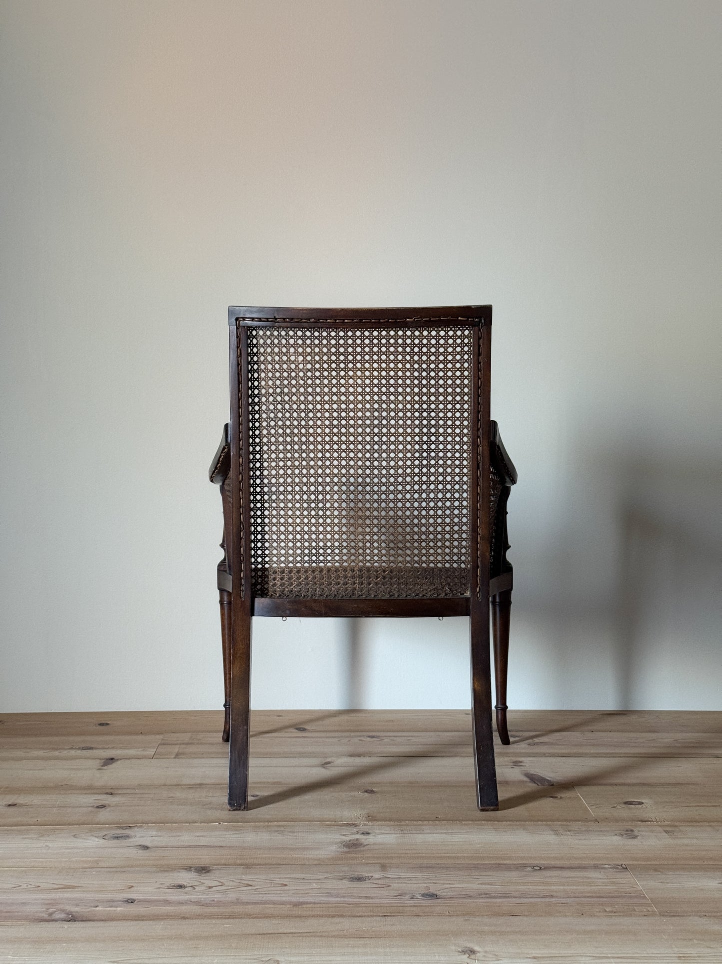 Edwardian cane bergère armchair