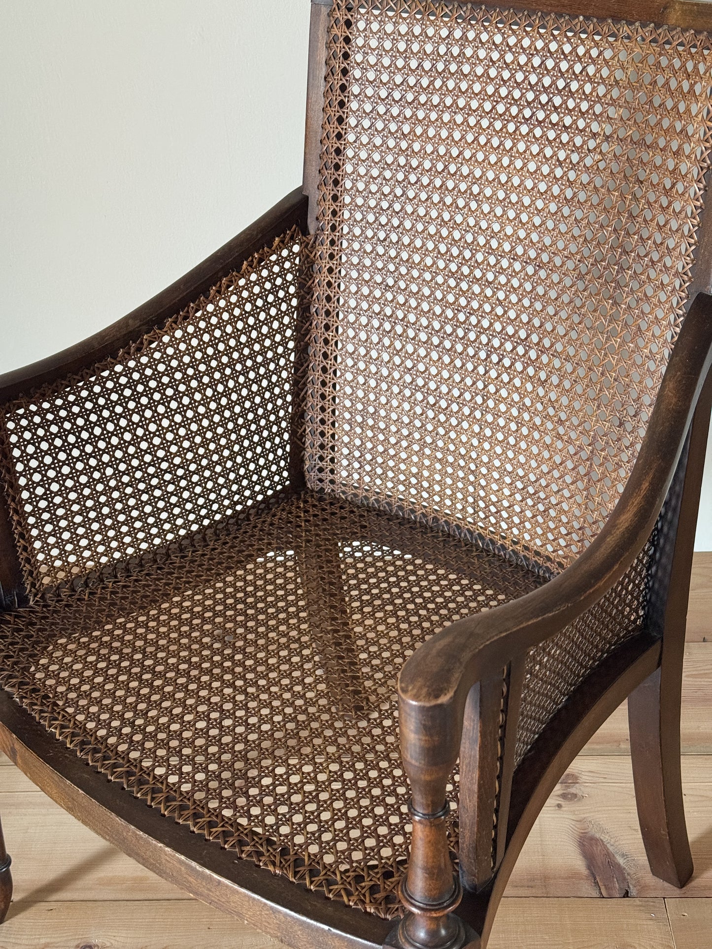 Edwardian cane bergère armchair