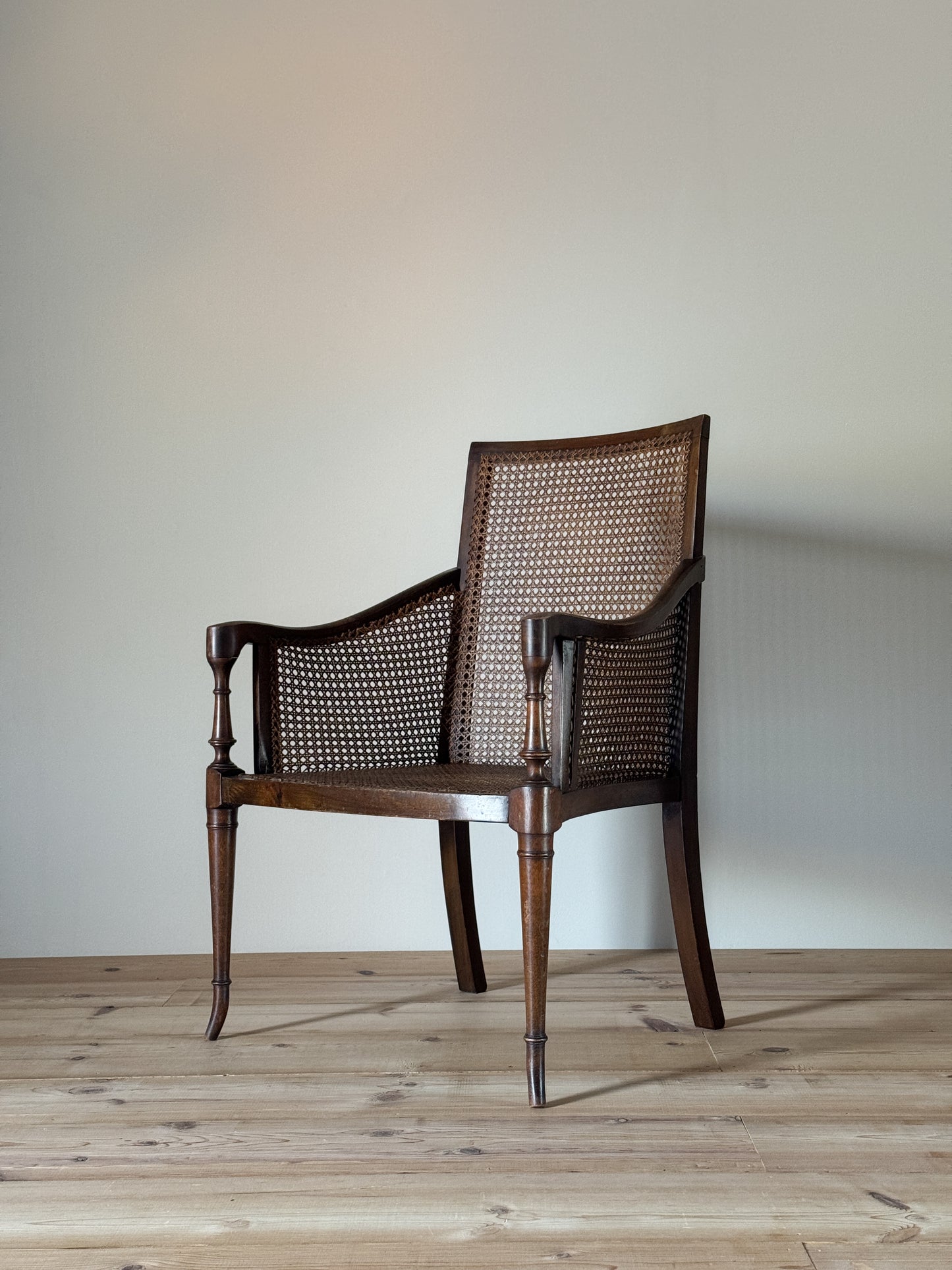 Edwardian cane bergère armchair