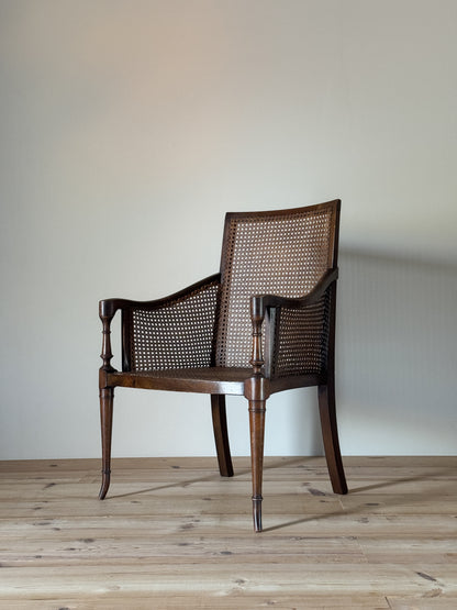 Edwardian cane bergère armchair