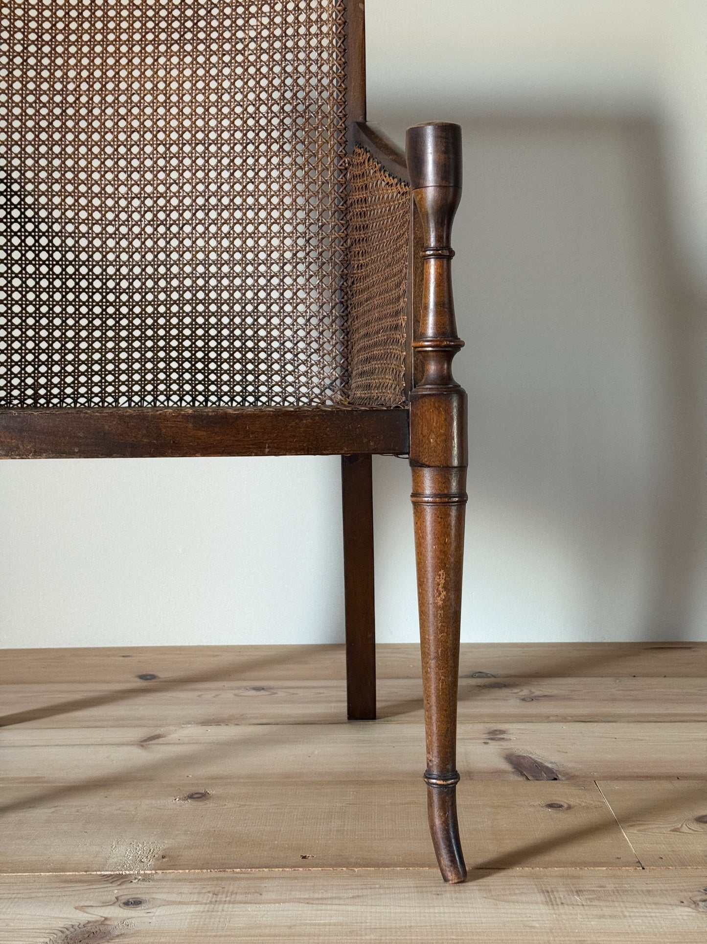 Edwardian cane bergère armchair