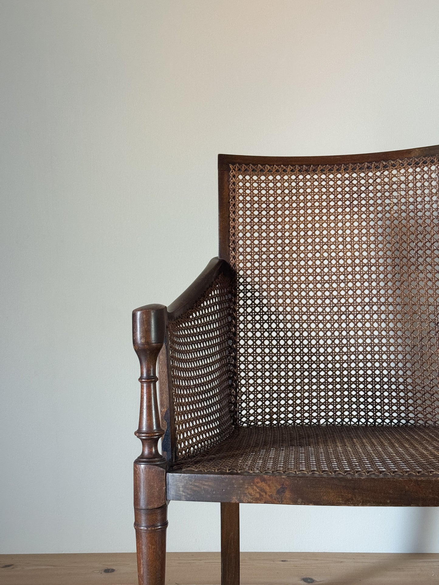Edwardian cane bergère armchair