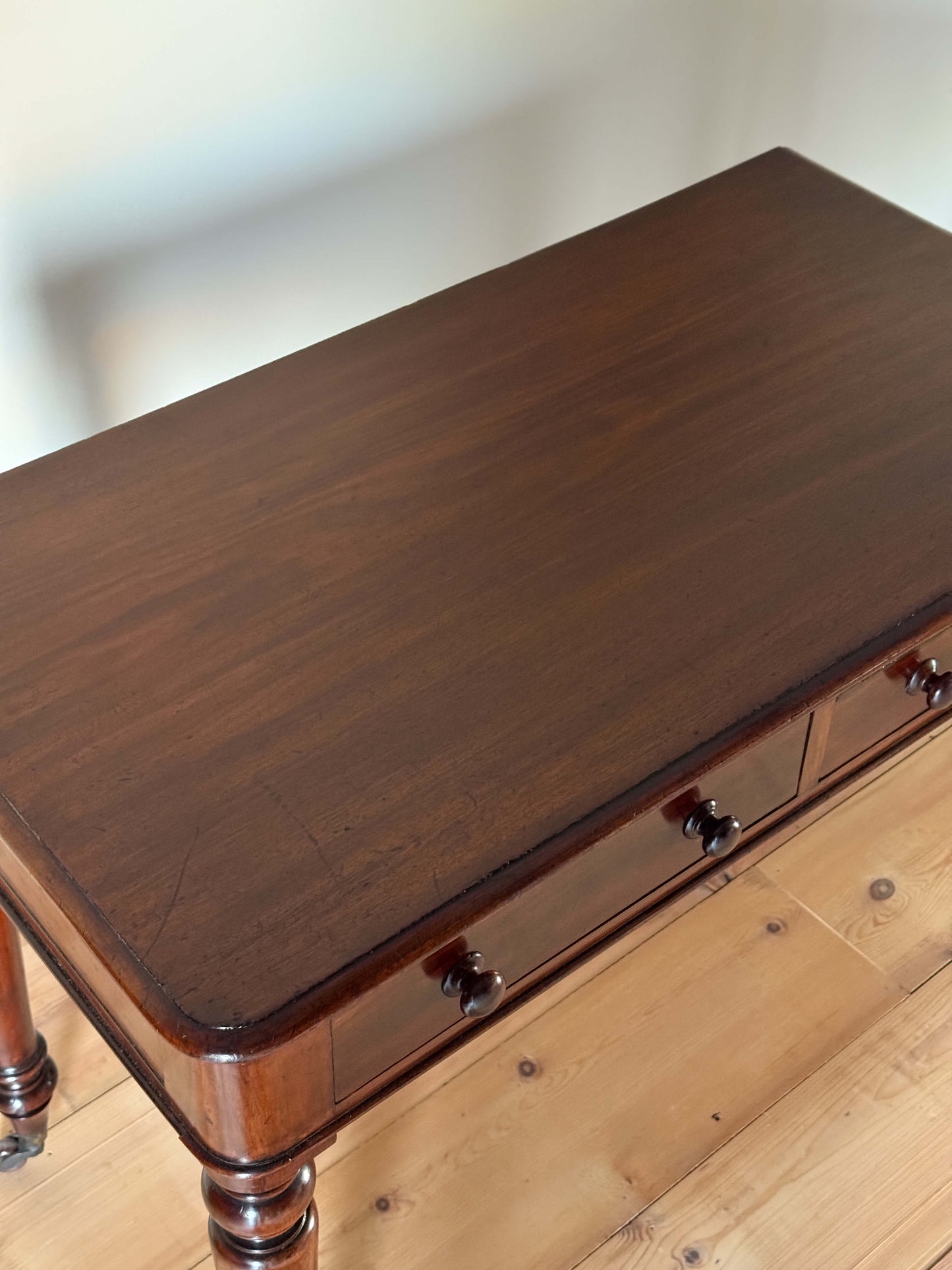 Victorian mahogany desk on ceramic castors
