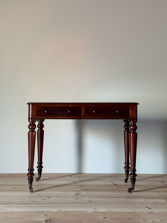 Victorian mahogany desk on ceramic castors