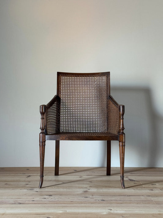 Edwardian cane bergère armchair